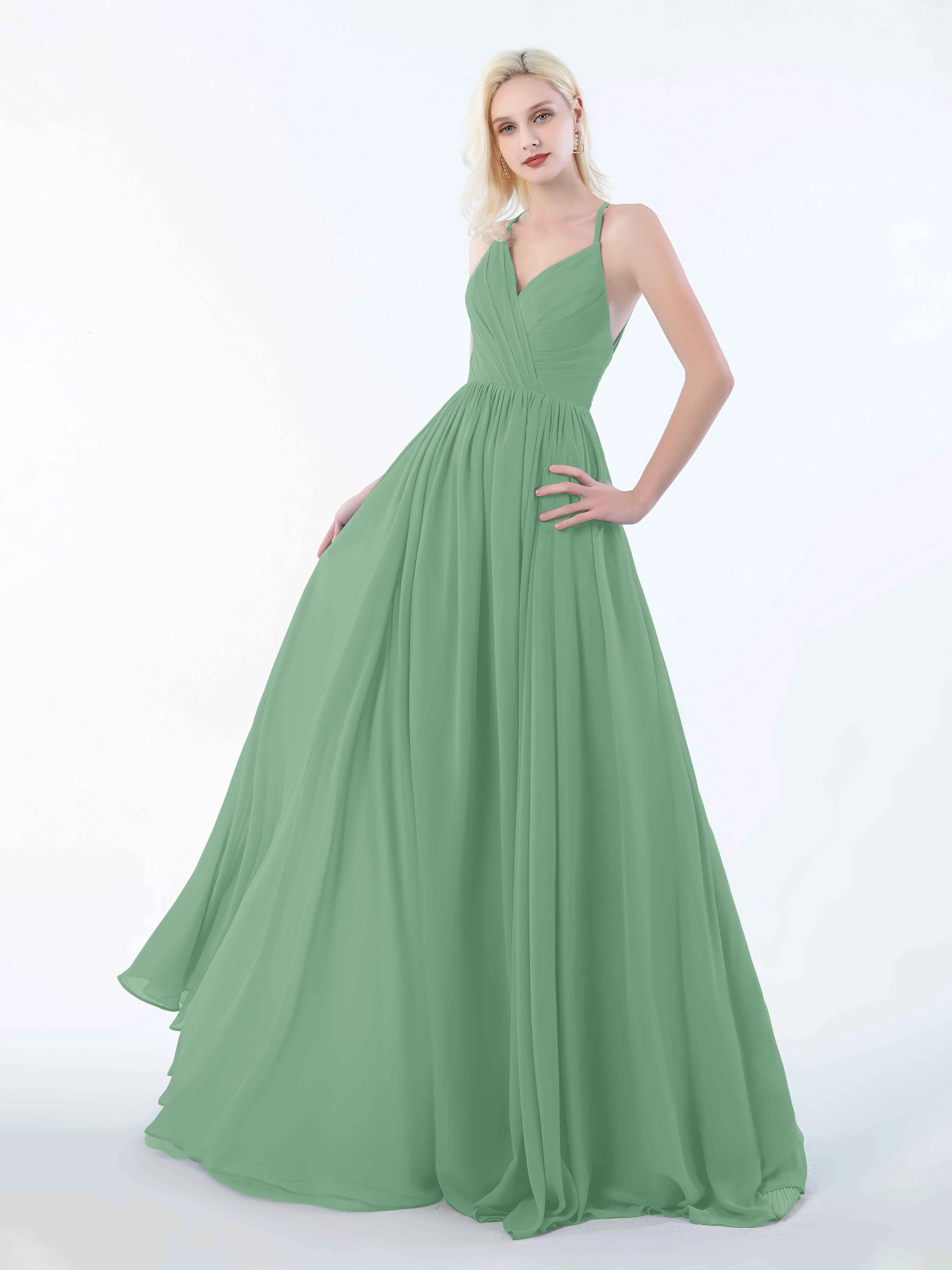 June Chic Spaghetti Straps Keyhole Chiffon Bridesmaid Dresses