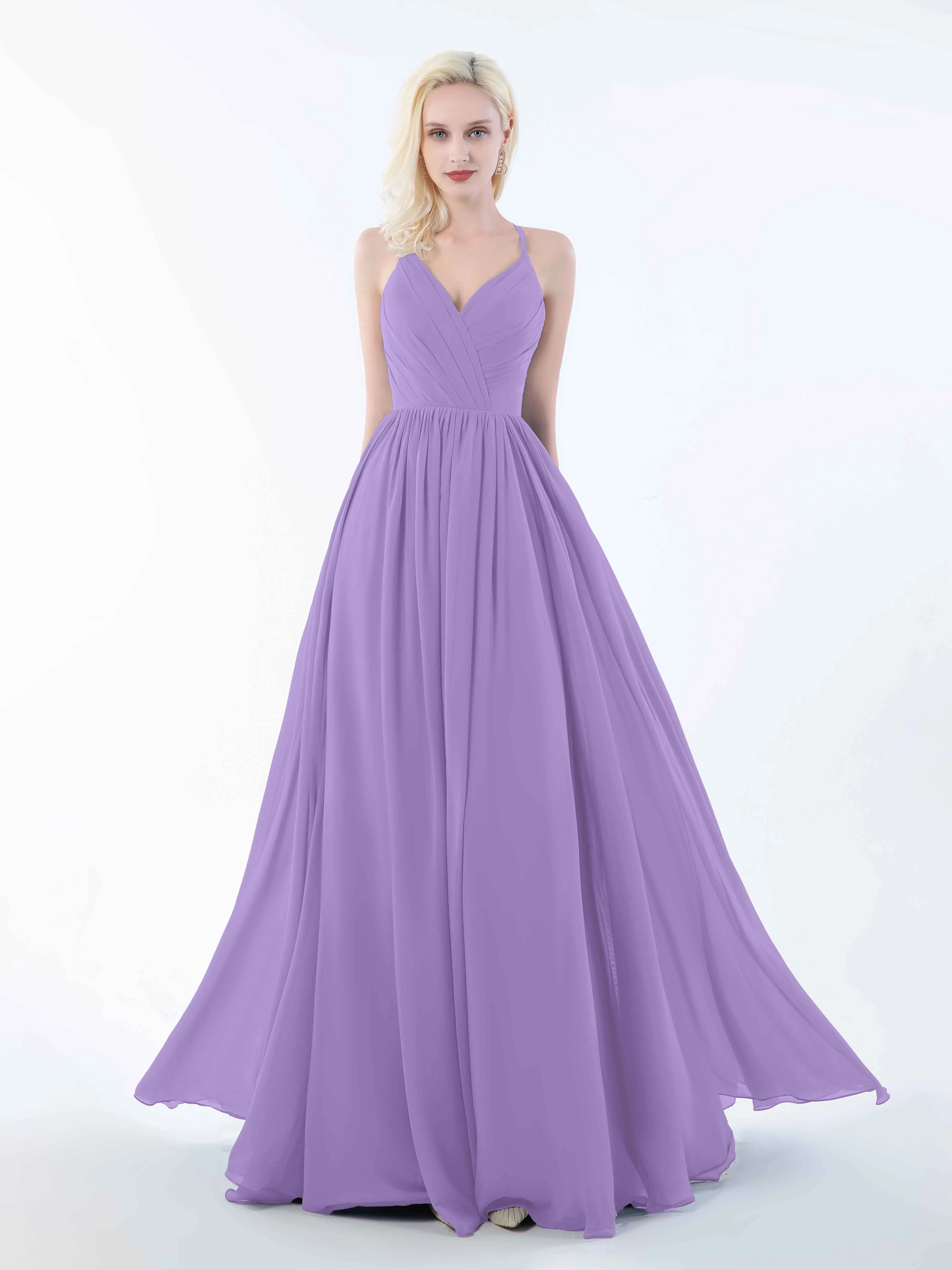 June Chic Spaghetti Straps Keyhole Chiffon Bridesmaid Dresses