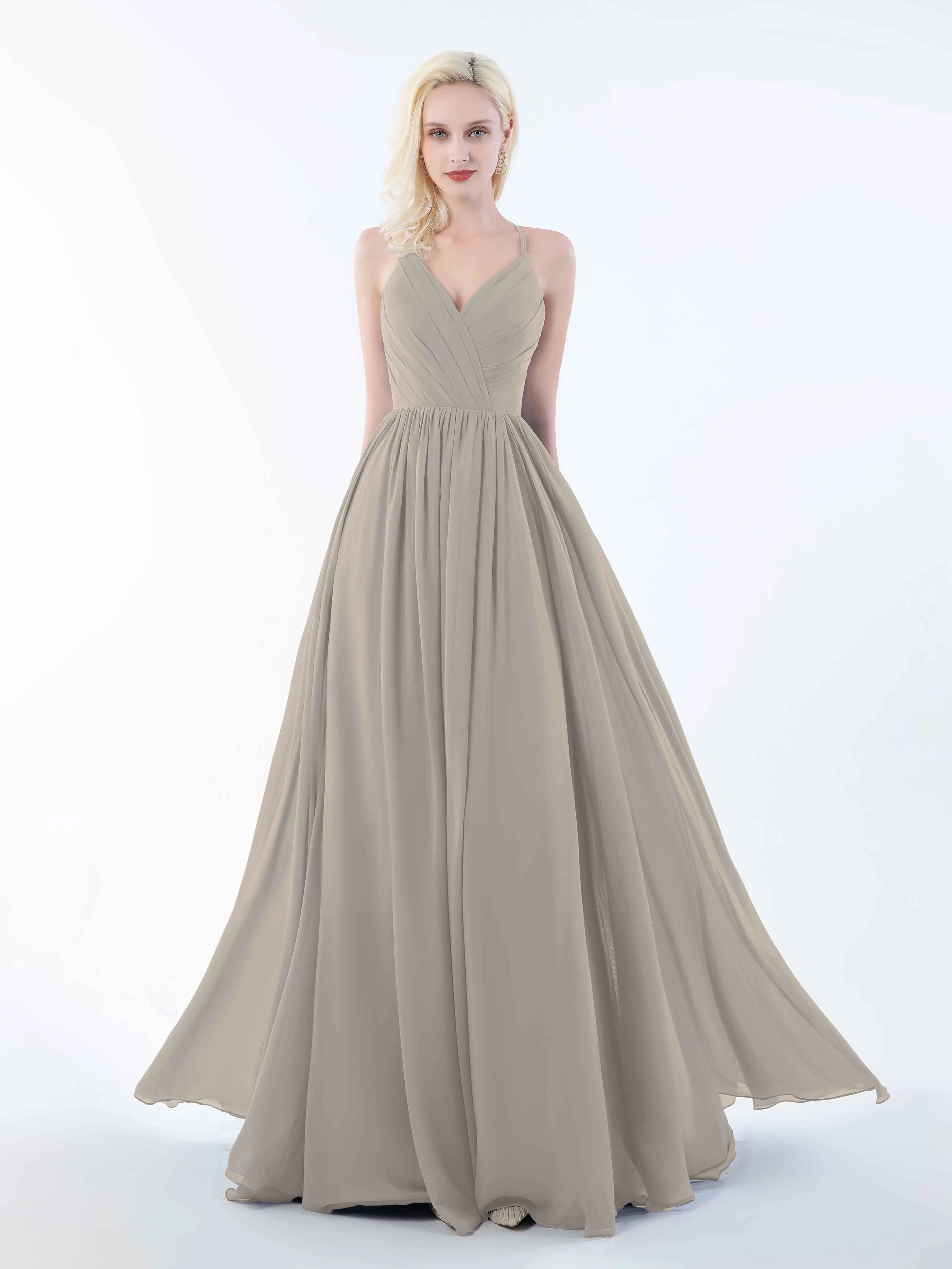 June Chic Spaghetti Straps Keyhole Chiffon Bridesmaid Dresses
