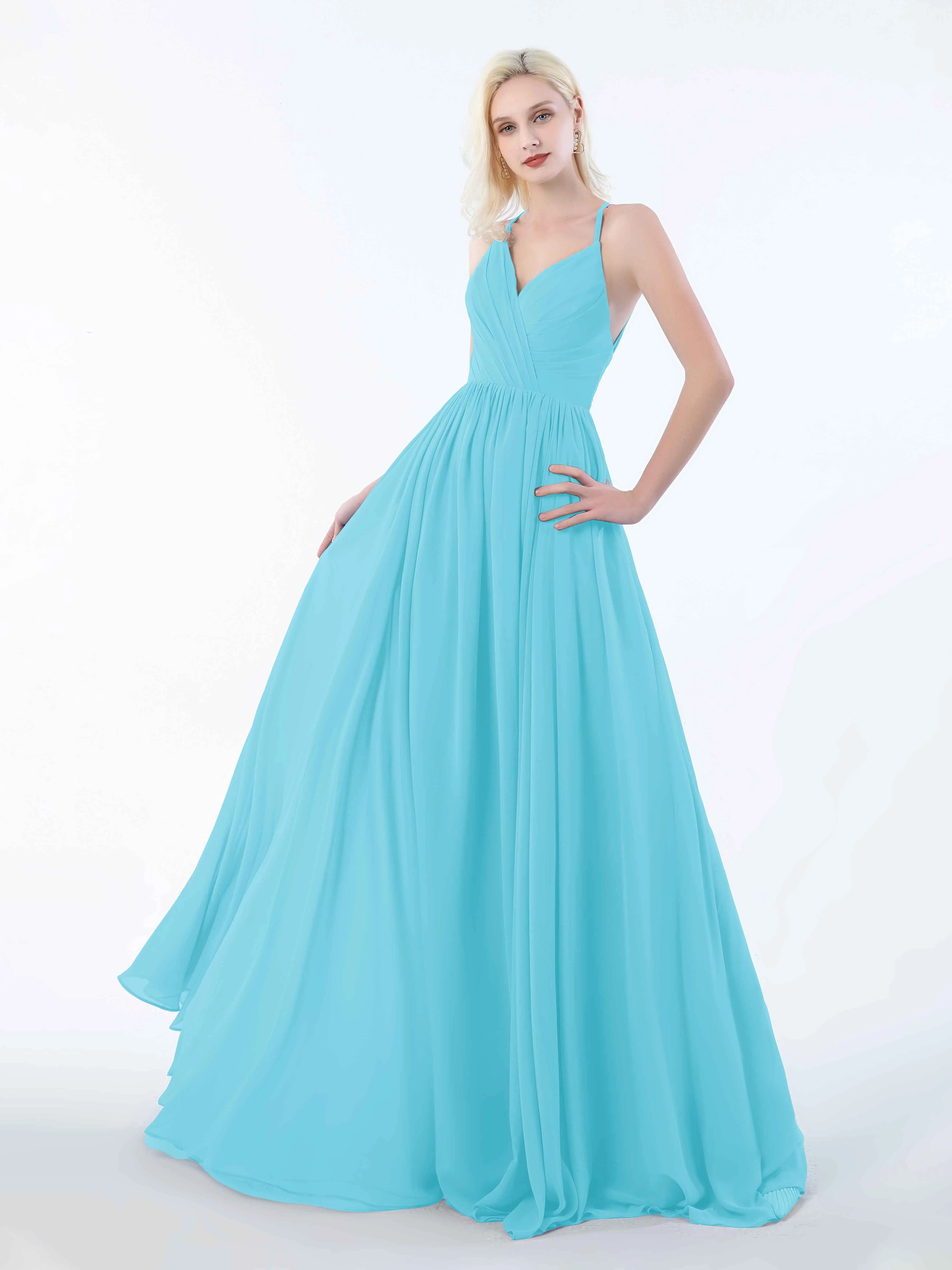 June Chic Spaghetti Straps Keyhole Chiffon Bridesmaid Dresses
