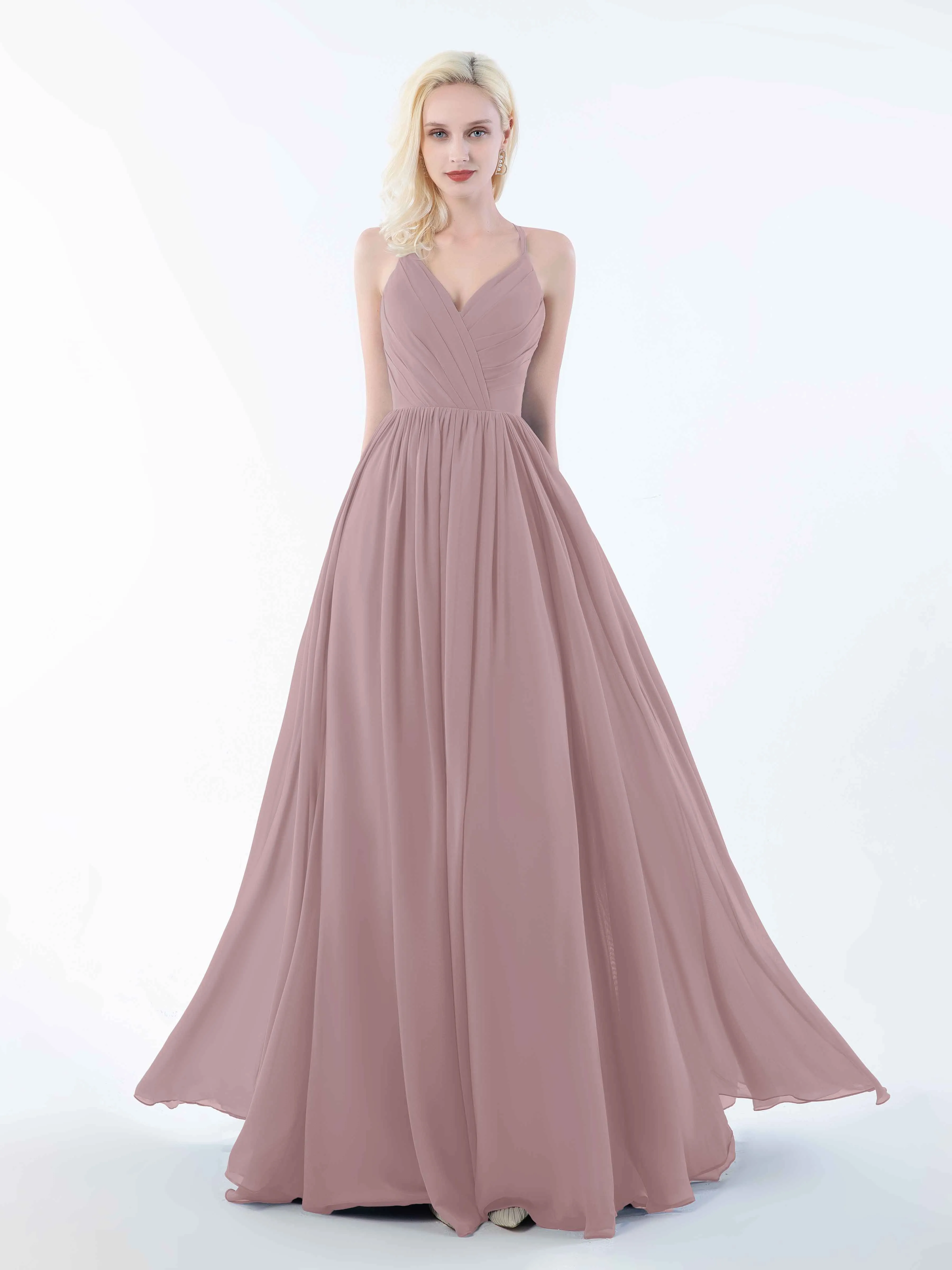 June Chic Spaghetti Straps Keyhole Chiffon Bridesmaid Dresses