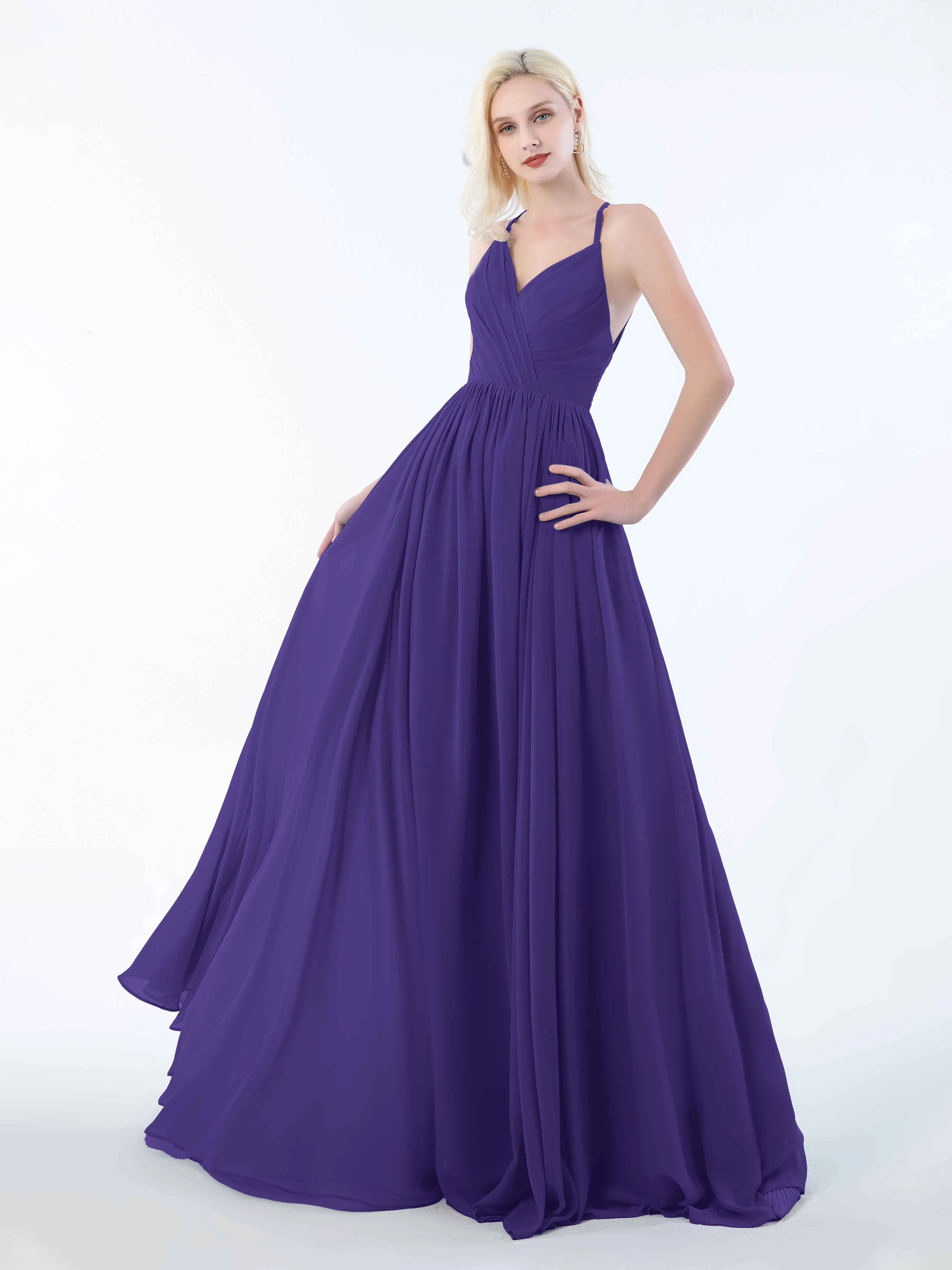 June Chic Spaghetti Straps Keyhole Chiffon Bridesmaid Dresses