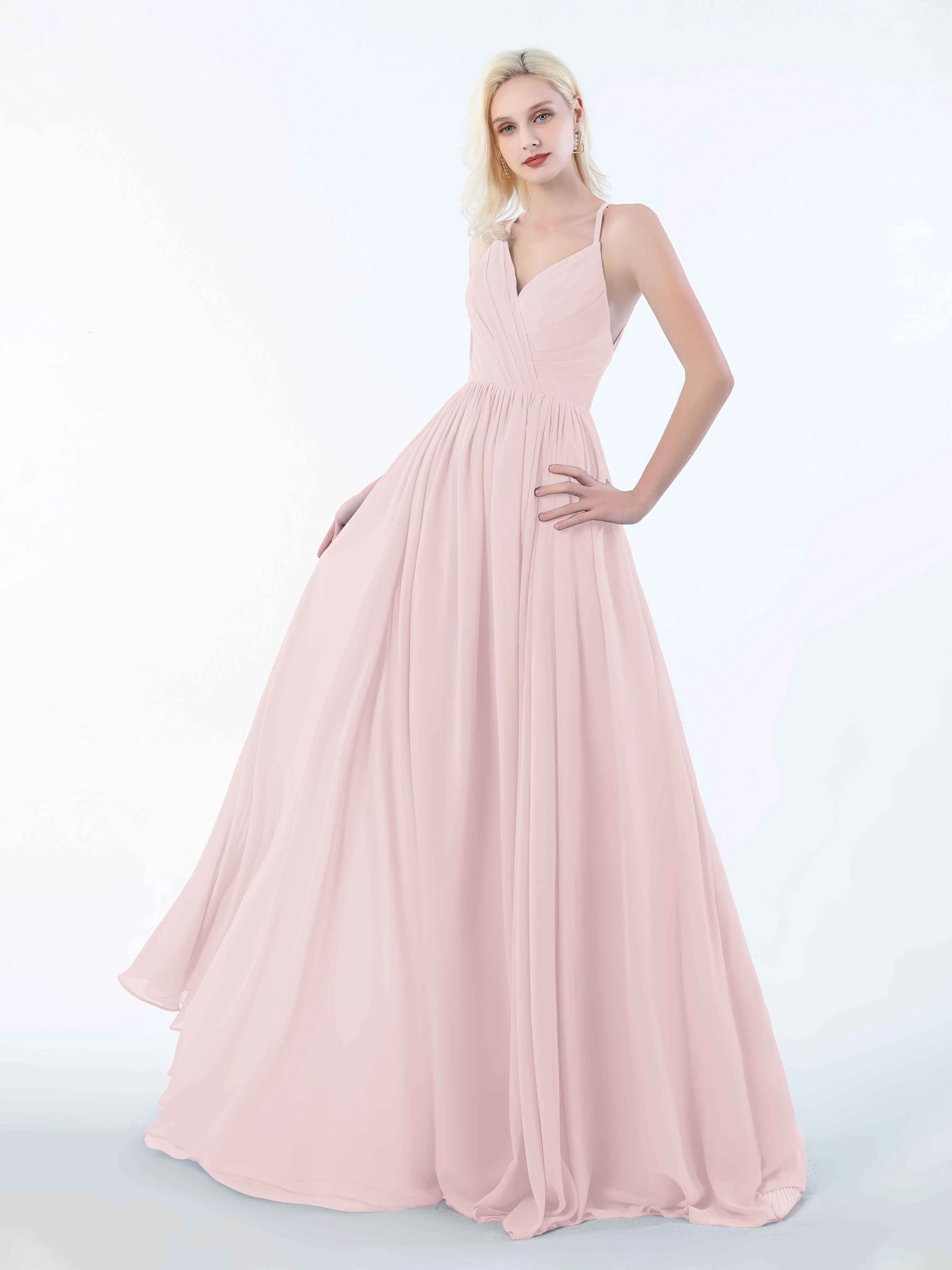 June Chic Spaghetti Straps Keyhole Chiffon Bridesmaid Dresses