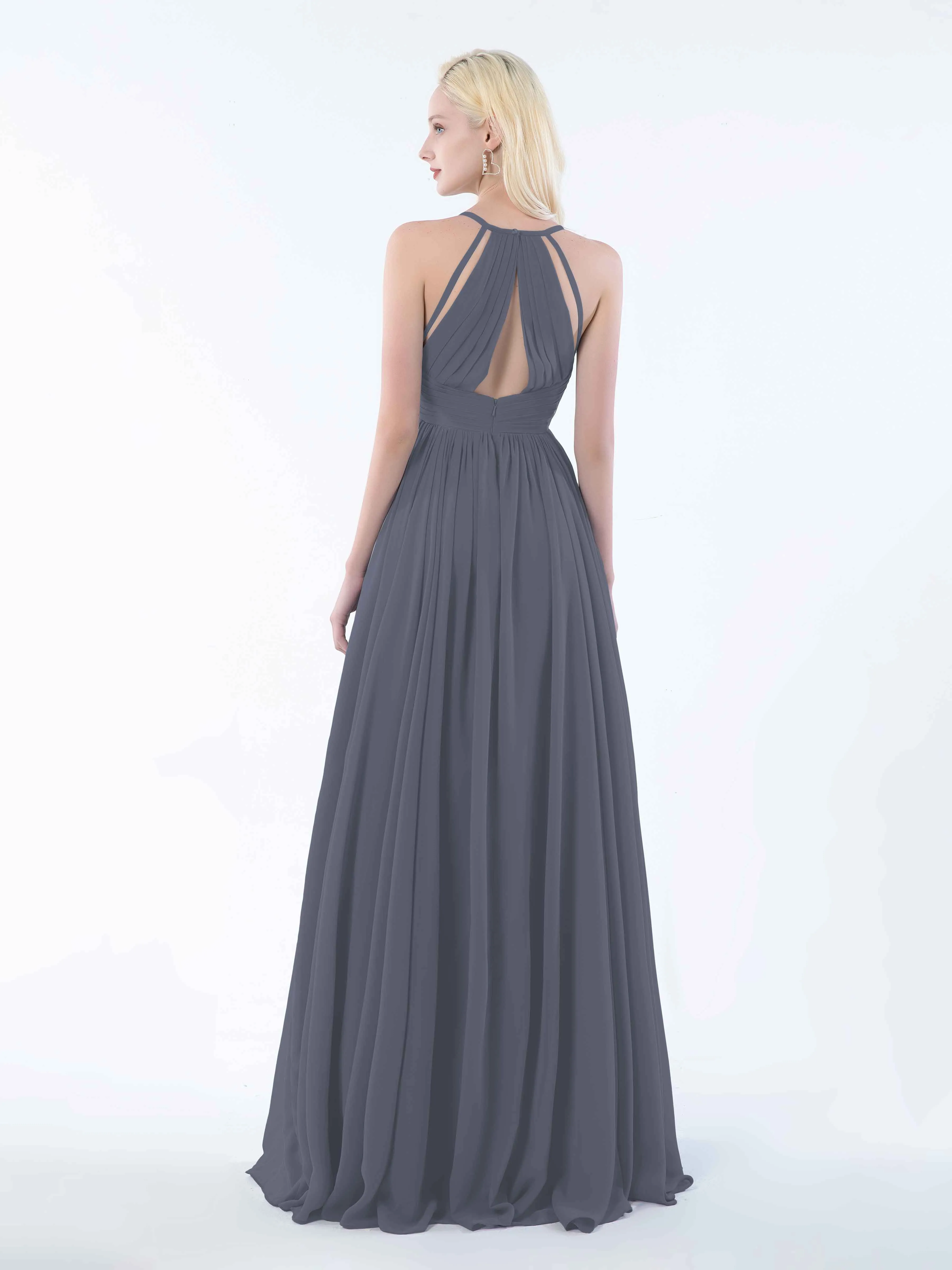 June Chic Spaghetti Straps Keyhole Chiffon Bridesmaid Dresses