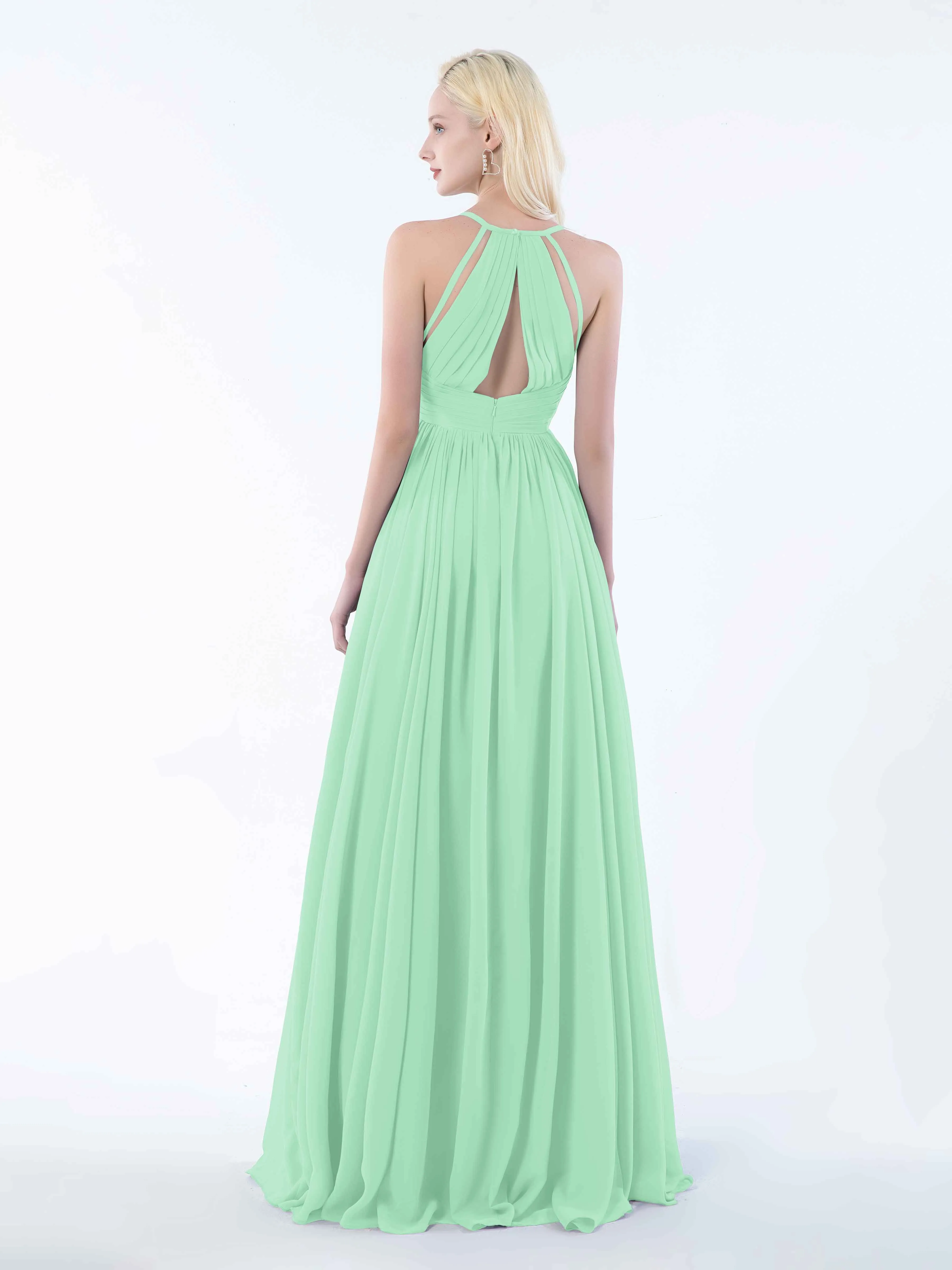June Chic Spaghetti Straps Keyhole Chiffon Bridesmaid Dresses