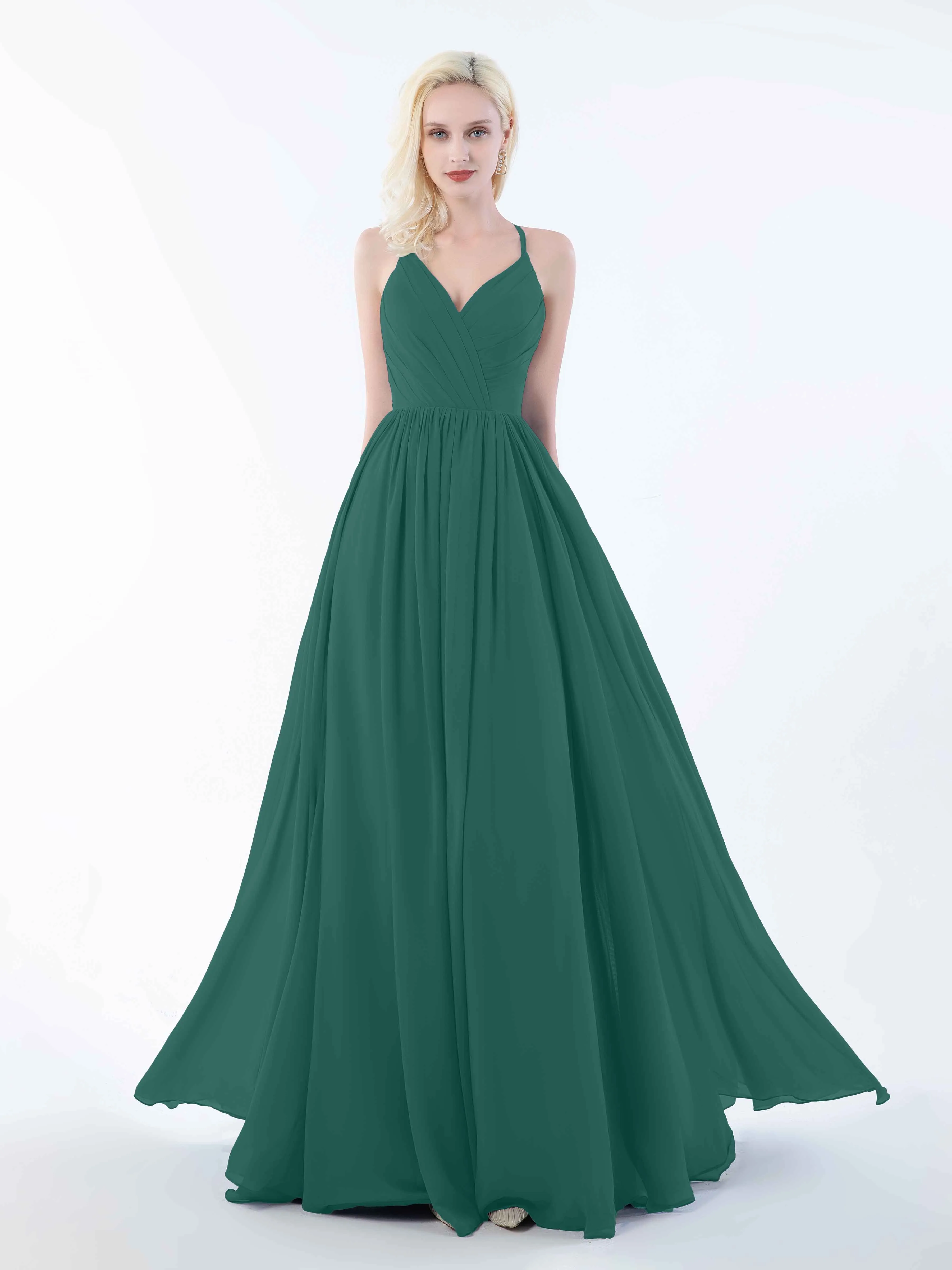 June Chic Spaghetti Straps Keyhole Chiffon Bridesmaid Dresses