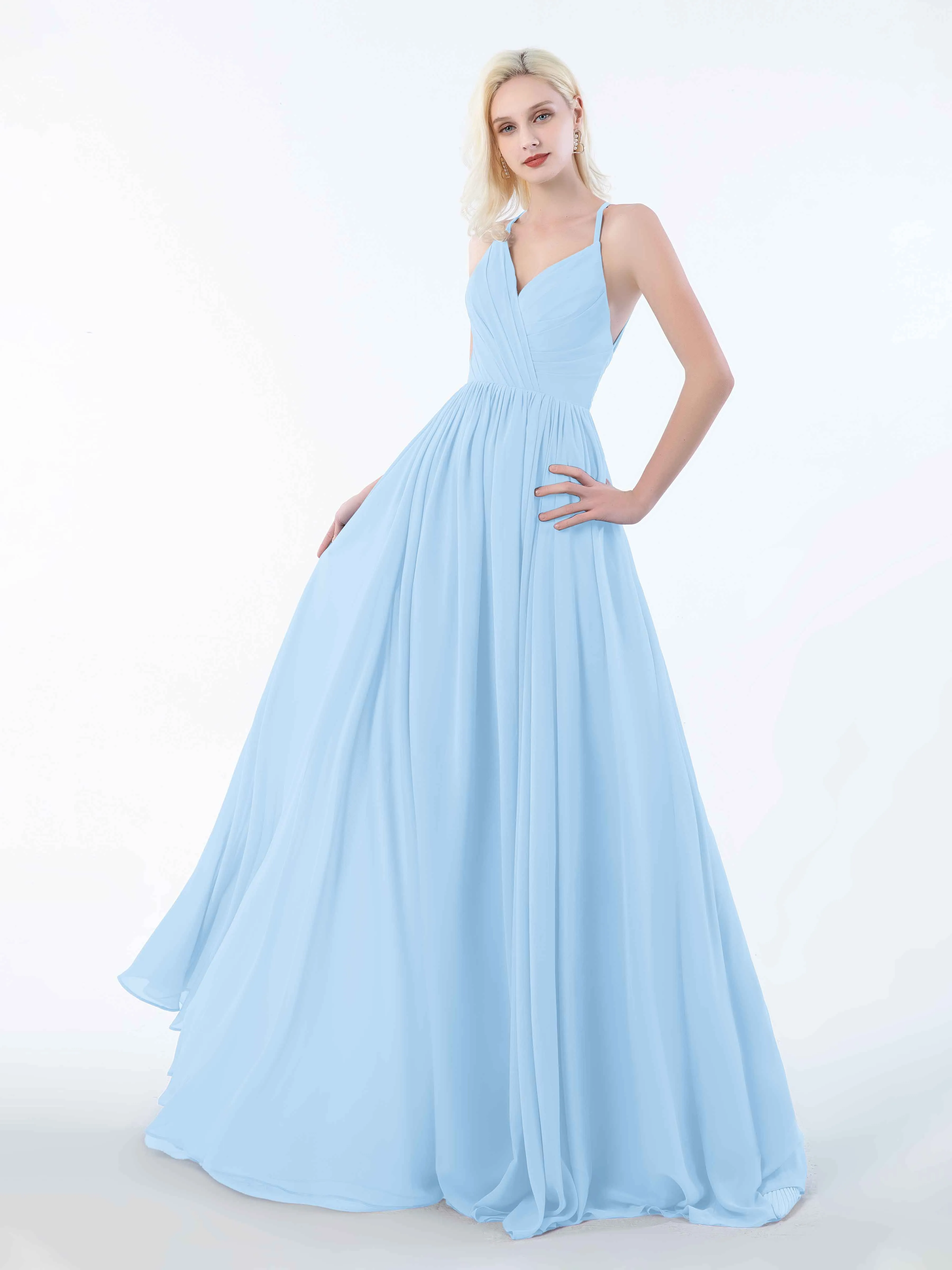 June Chic Spaghetti Straps Keyhole Chiffon Bridesmaid Dresses
