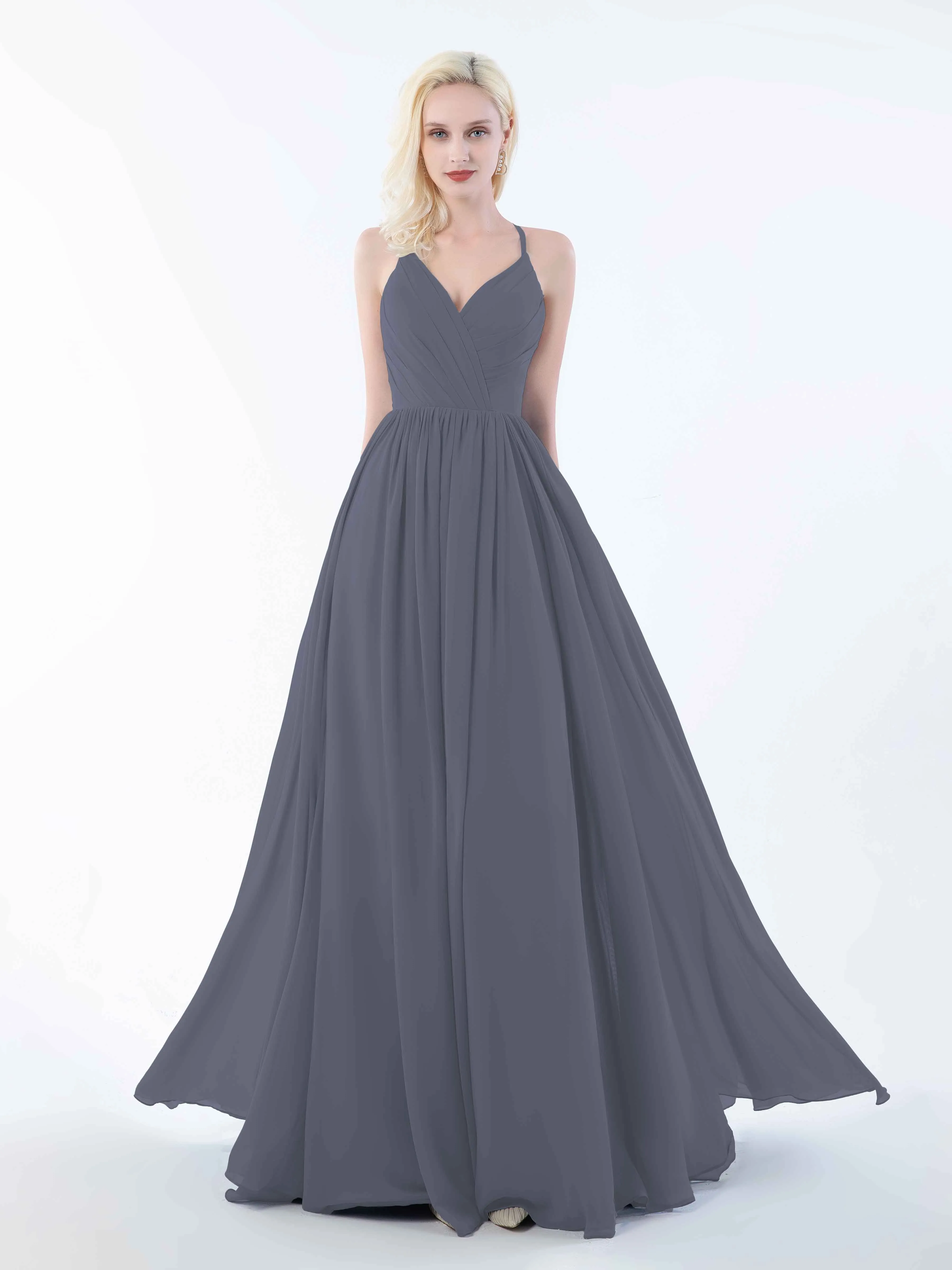 June Chic Spaghetti Straps Keyhole Chiffon Bridesmaid Dresses