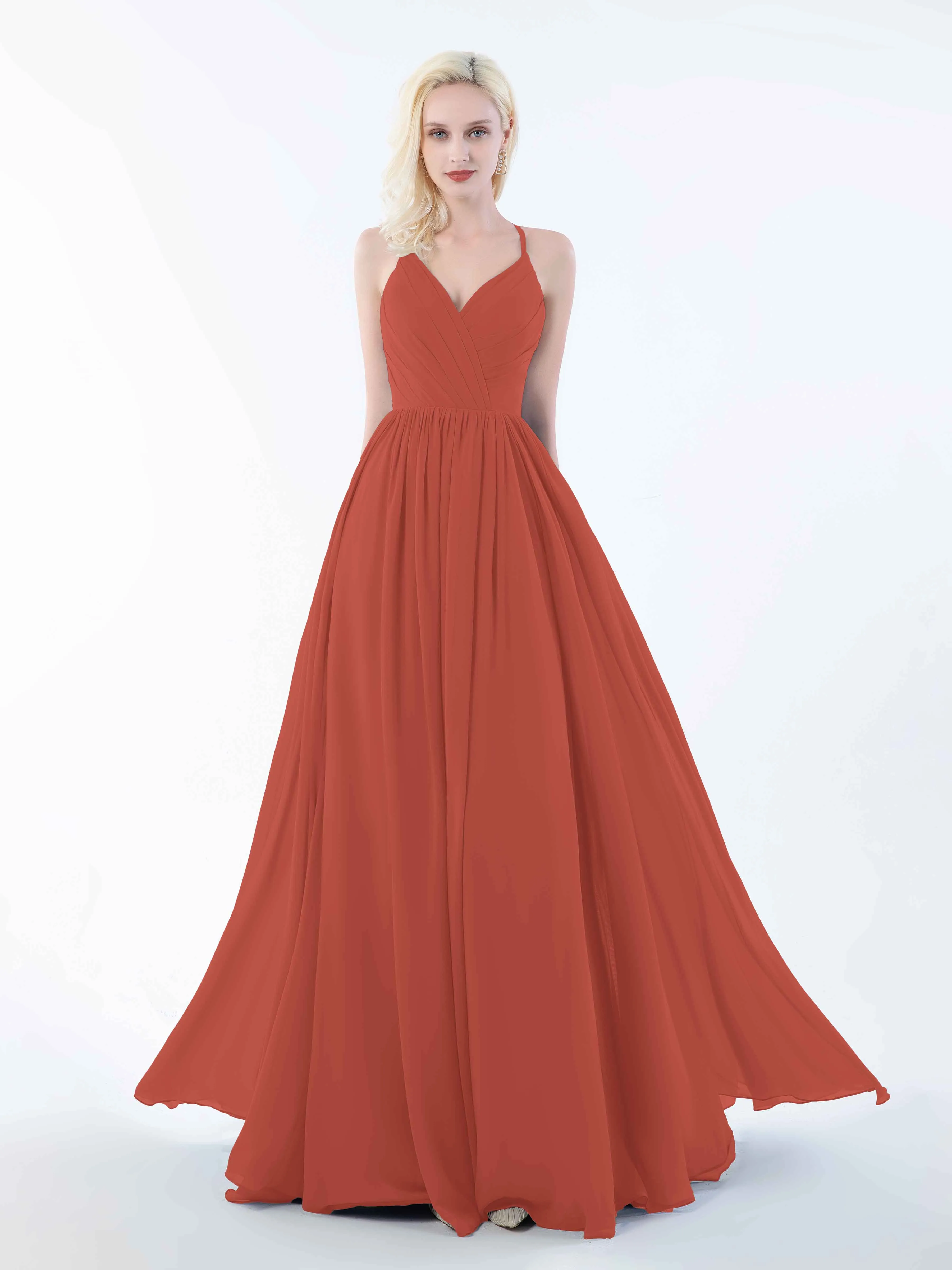 June Chic Spaghetti Straps Keyhole Chiffon Bridesmaid Dresses