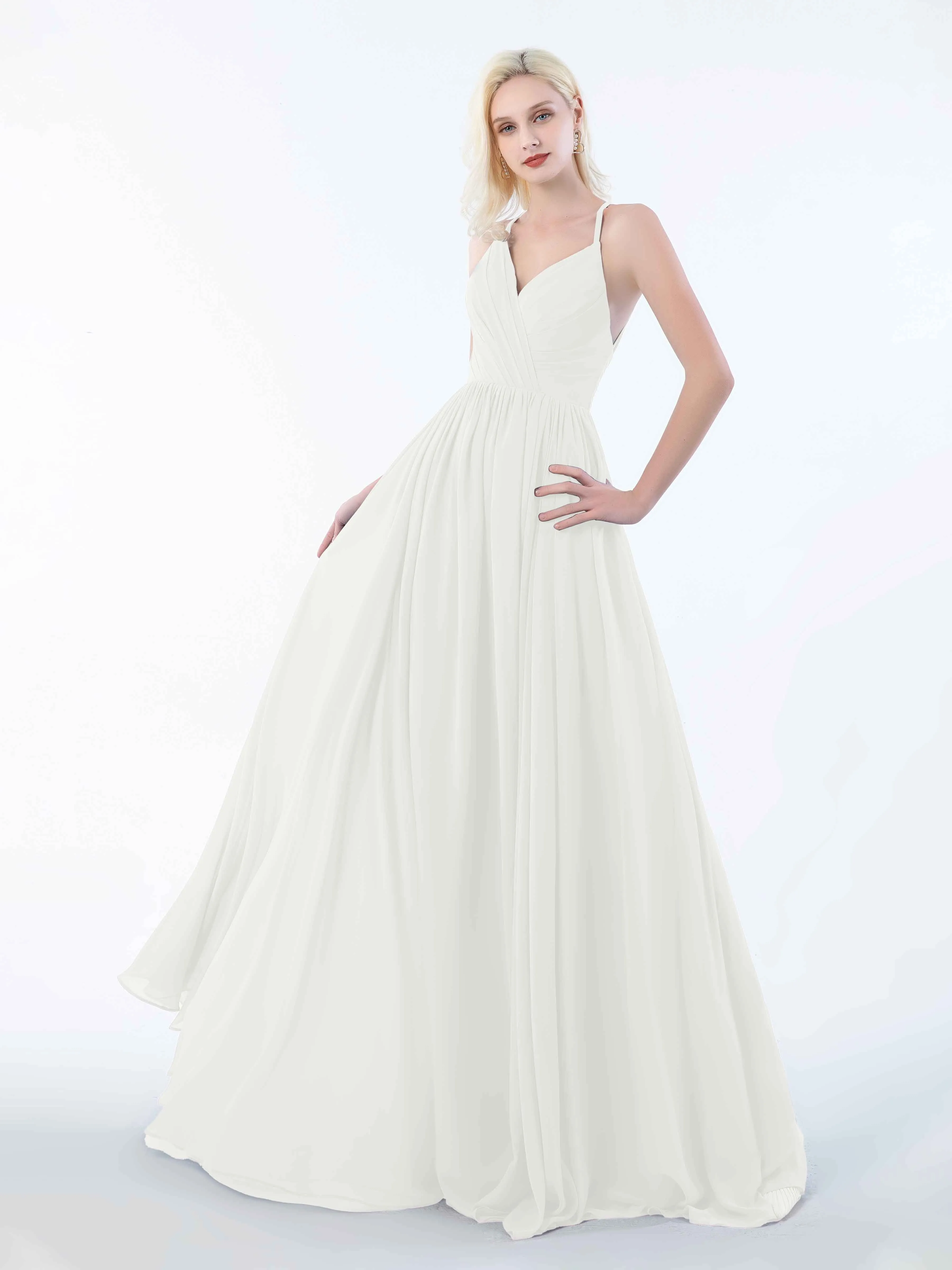June Chic Spaghetti Straps Keyhole Chiffon Bridesmaid Dresses