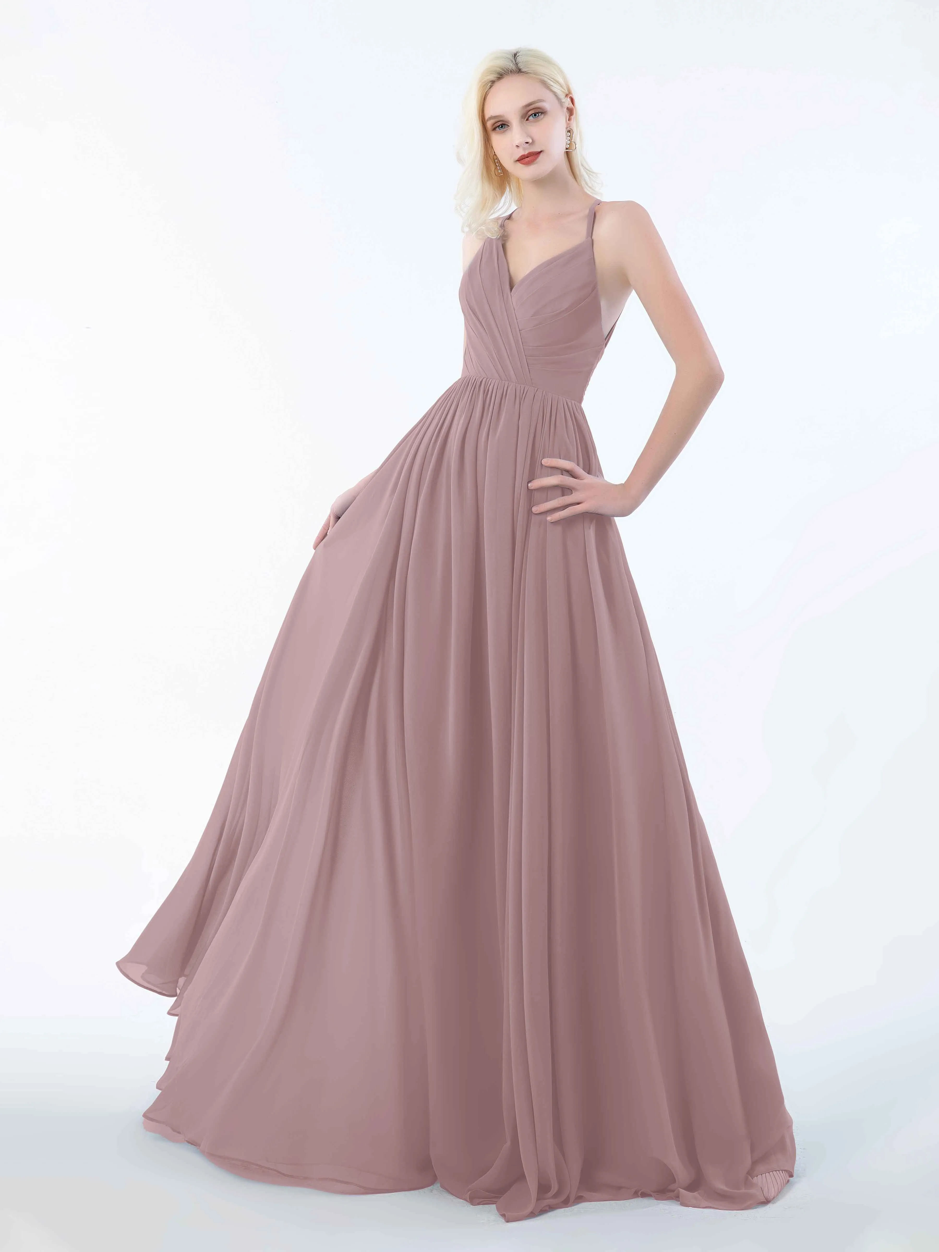 June Chic Spaghetti Straps Keyhole Chiffon Bridesmaid Dresses