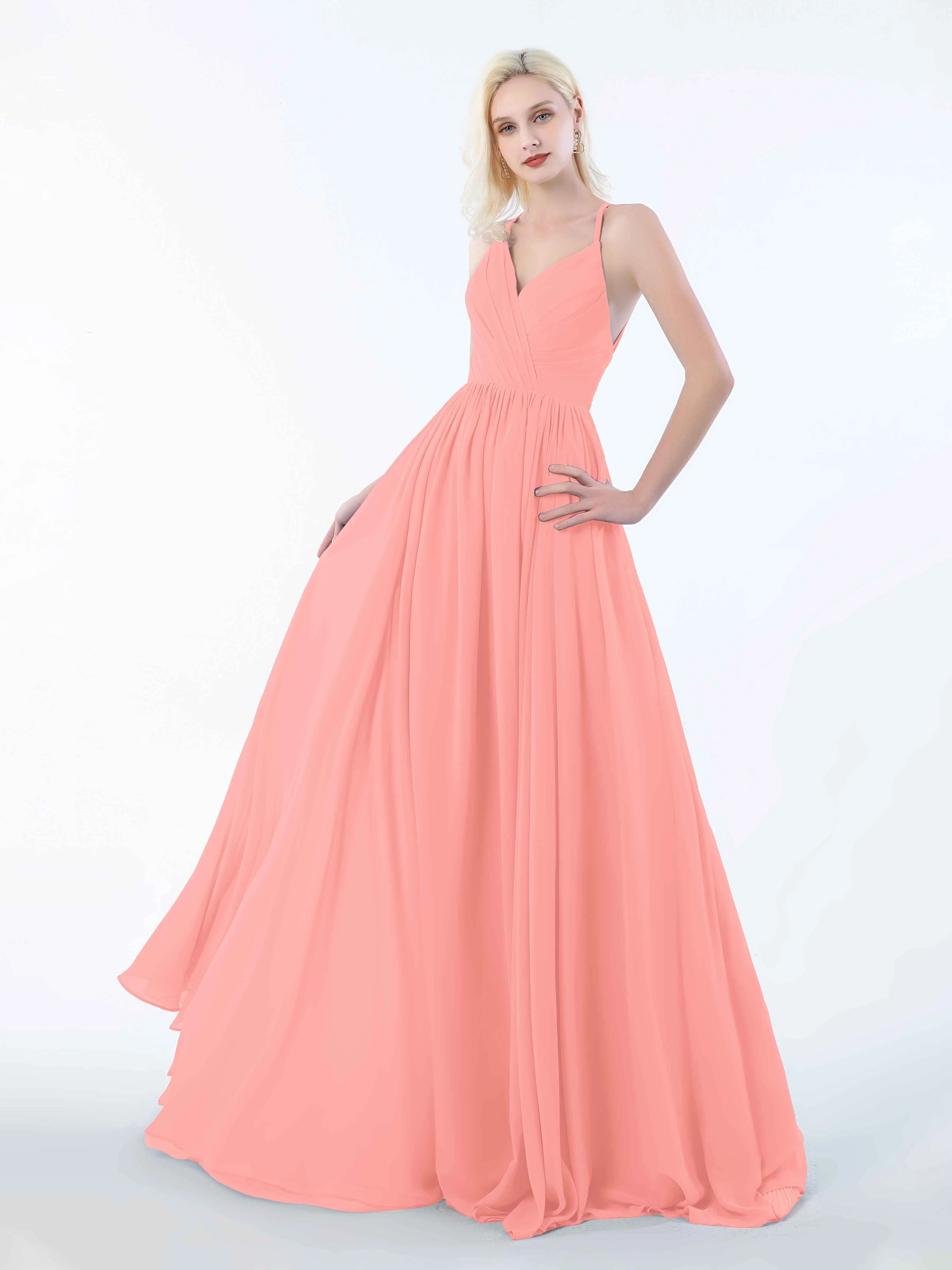 June Chic Spaghetti Straps Keyhole Chiffon Bridesmaid Dresses
