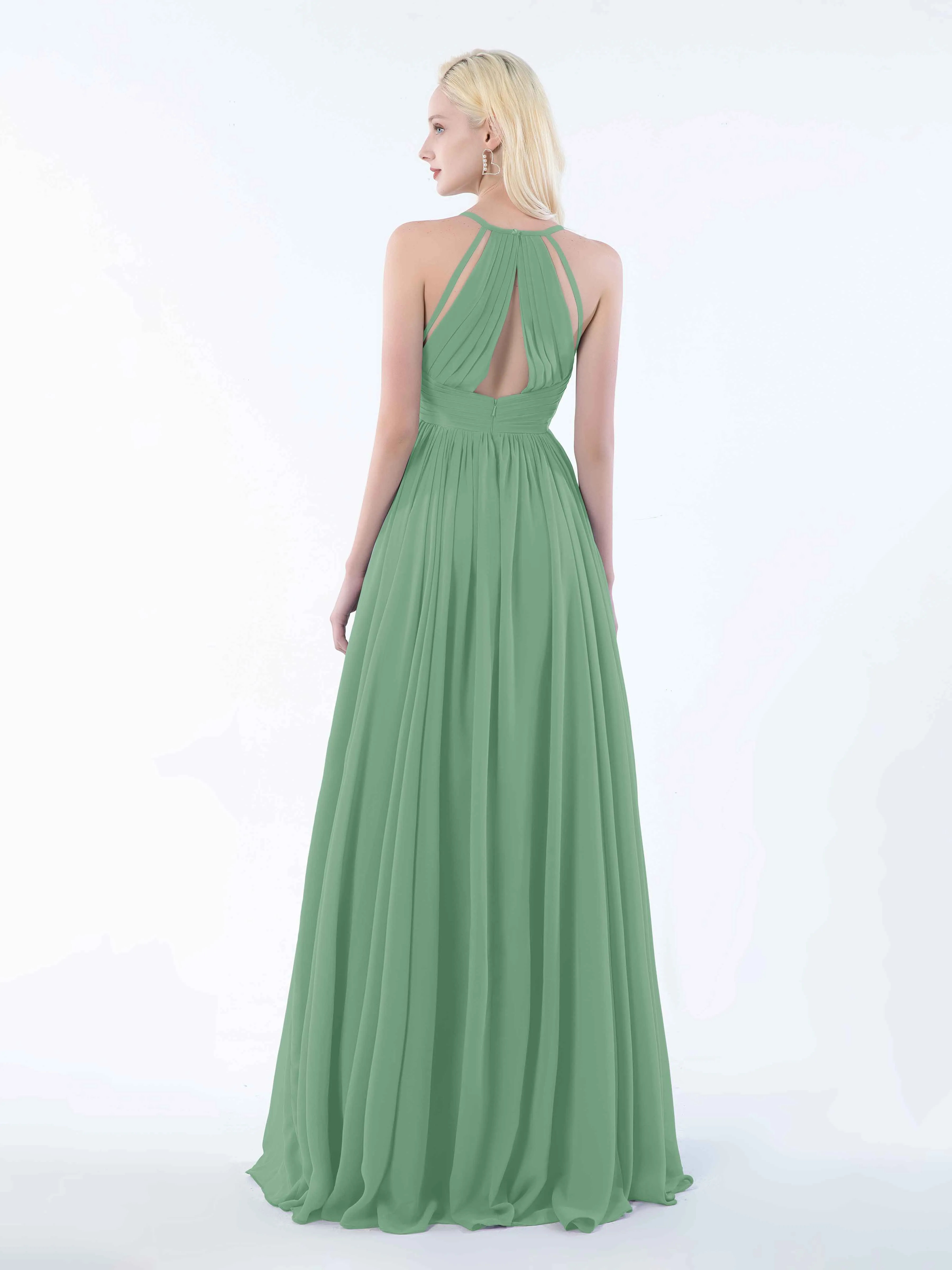 June Chic Spaghetti Straps Keyhole Chiffon Bridesmaid Dresses