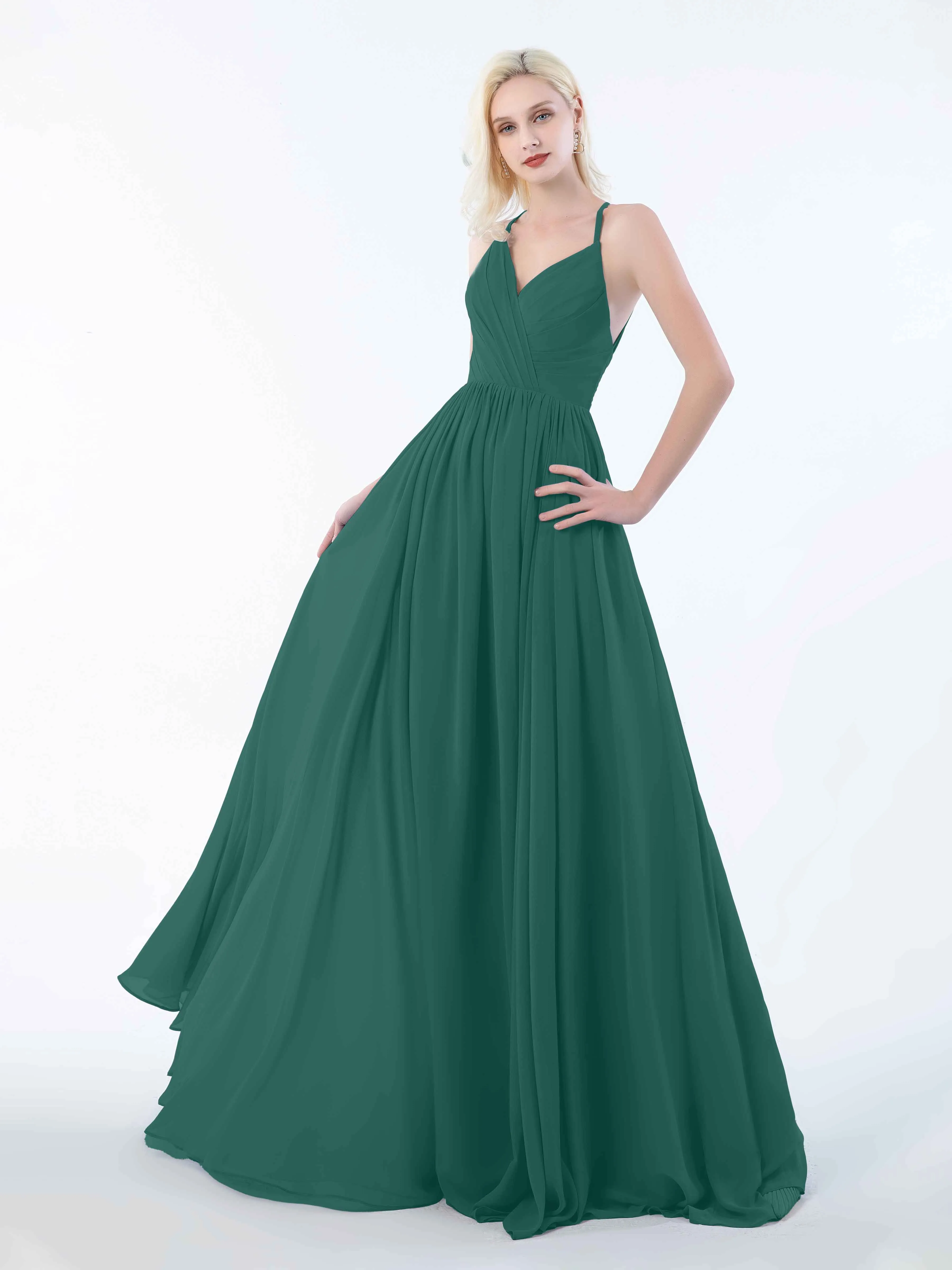 June Chic Spaghetti Straps Keyhole Chiffon Bridesmaid Dresses