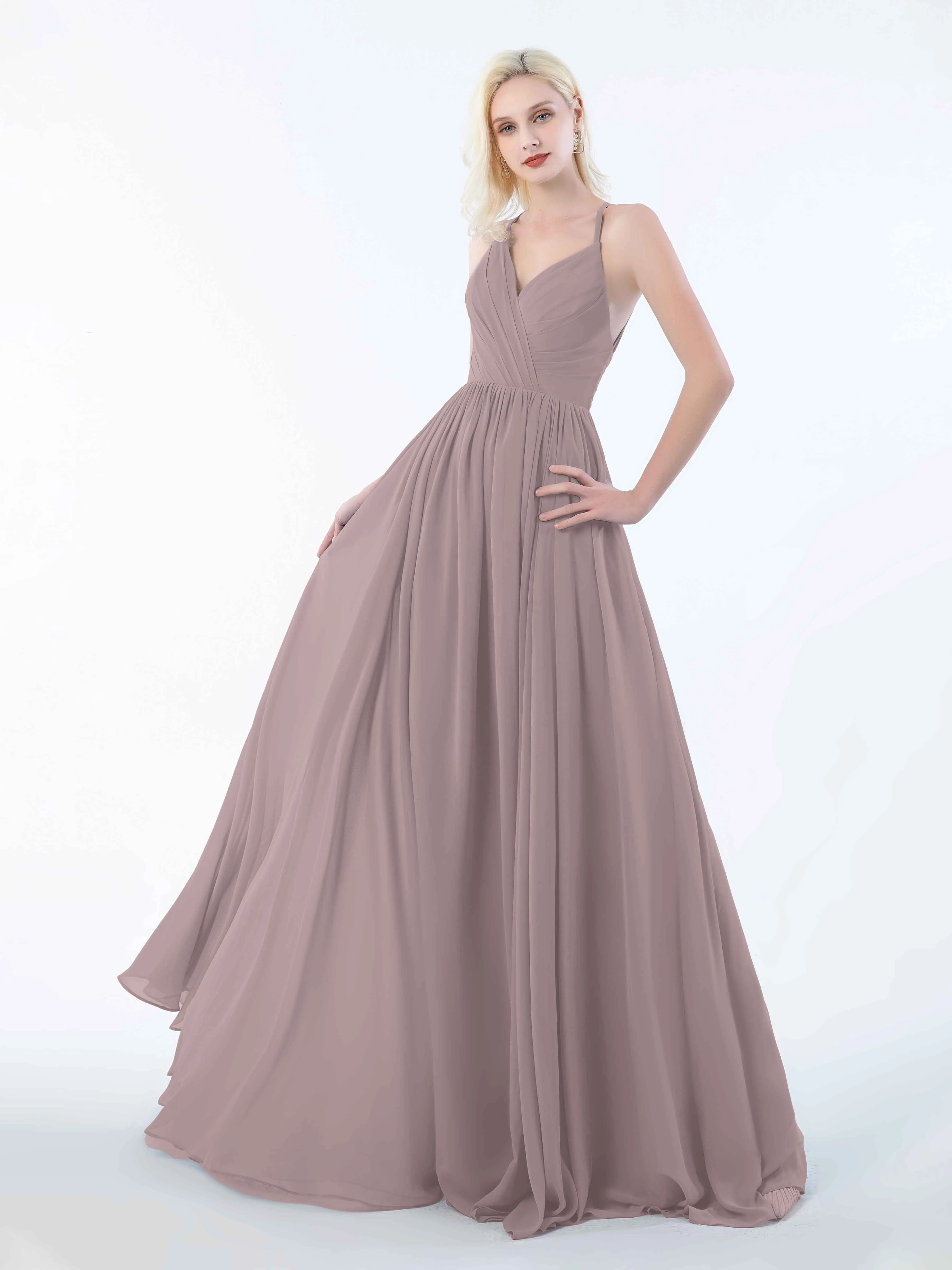 June Chic Spaghetti Straps Keyhole Chiffon Bridesmaid Dresses