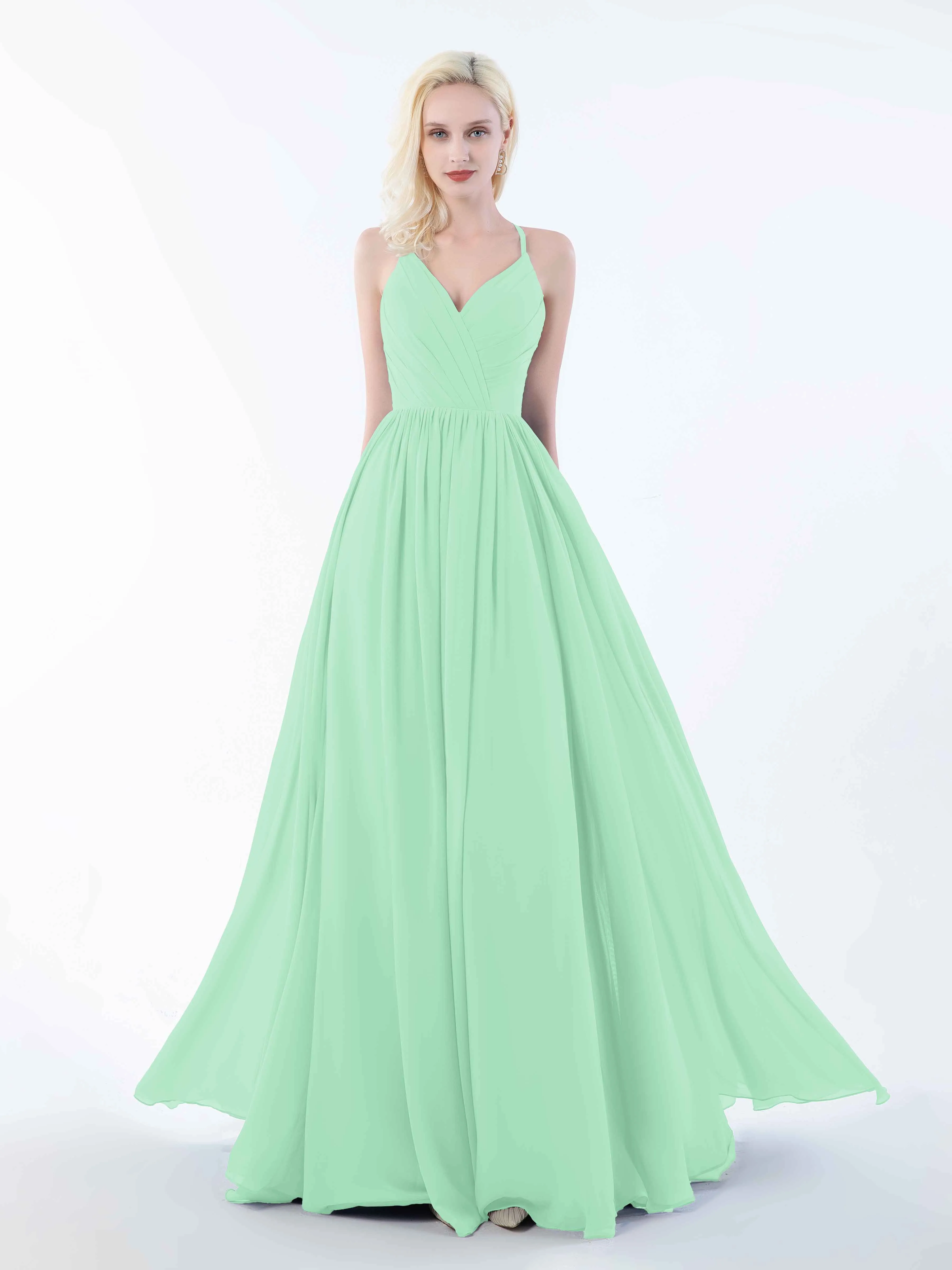 June Chic Spaghetti Straps Keyhole Chiffon Bridesmaid Dresses