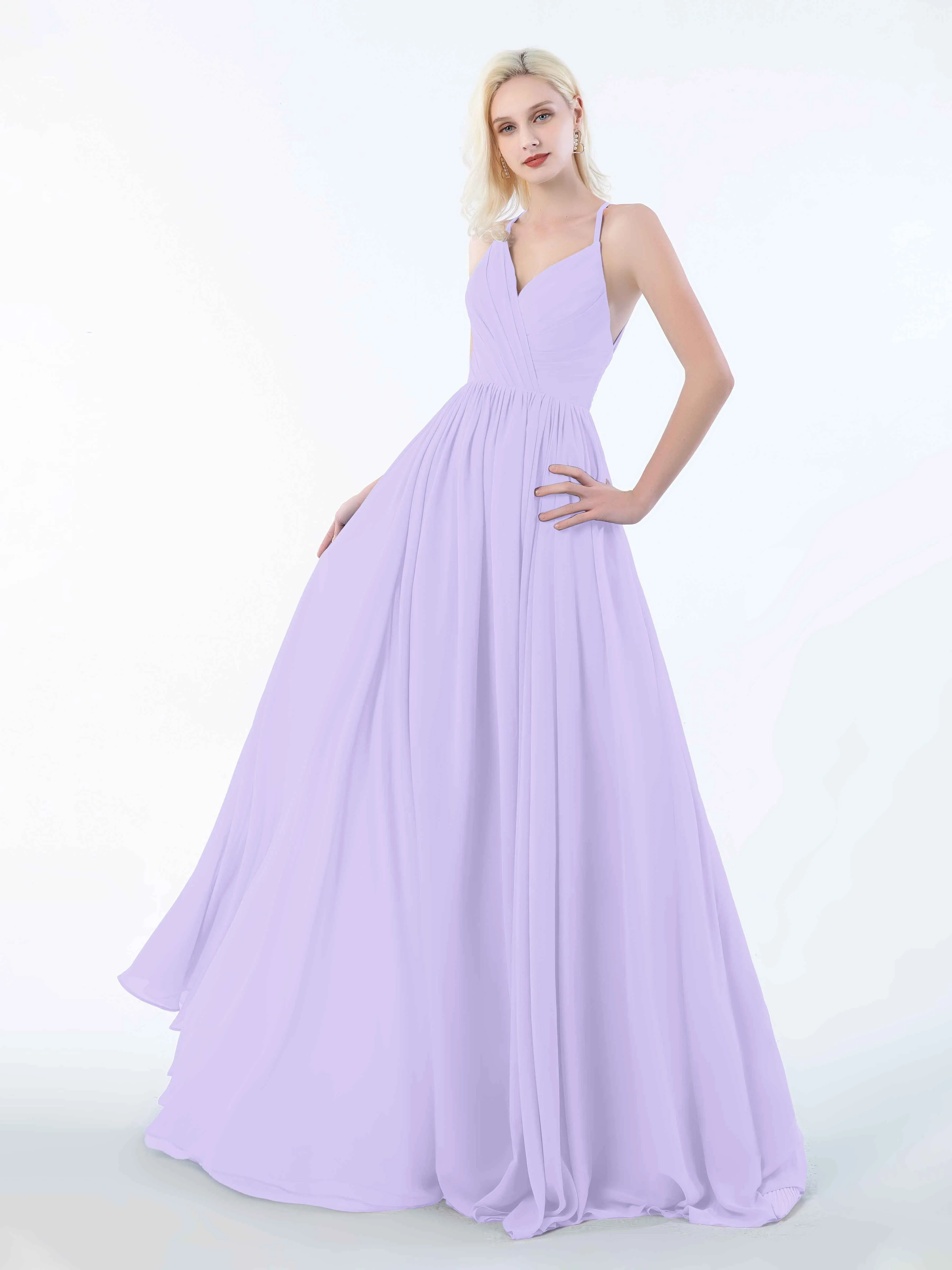 June Chic Spaghetti Straps Keyhole Chiffon Bridesmaid Dresses
