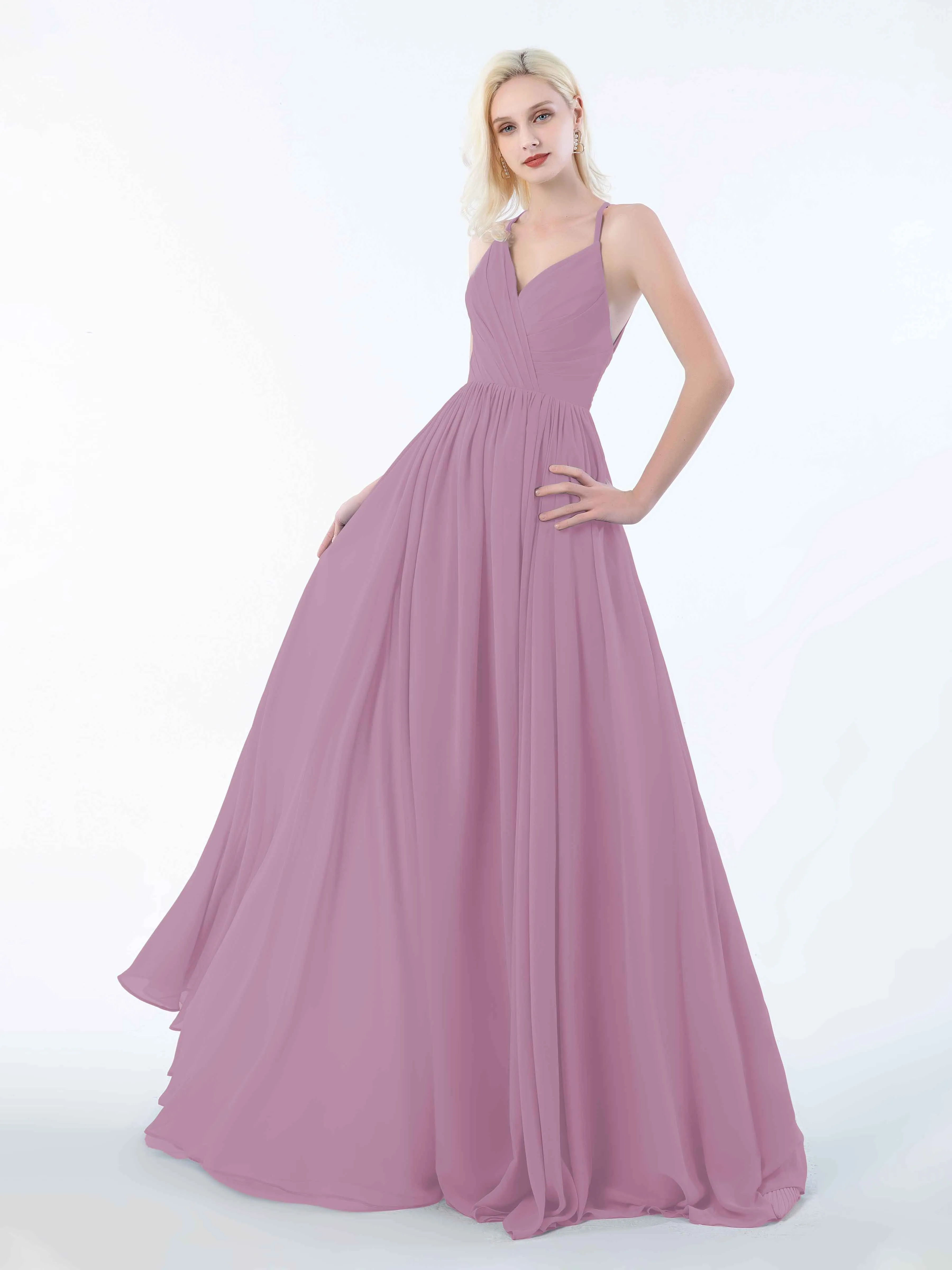 June Chic Spaghetti Straps Keyhole Chiffon Bridesmaid Dresses