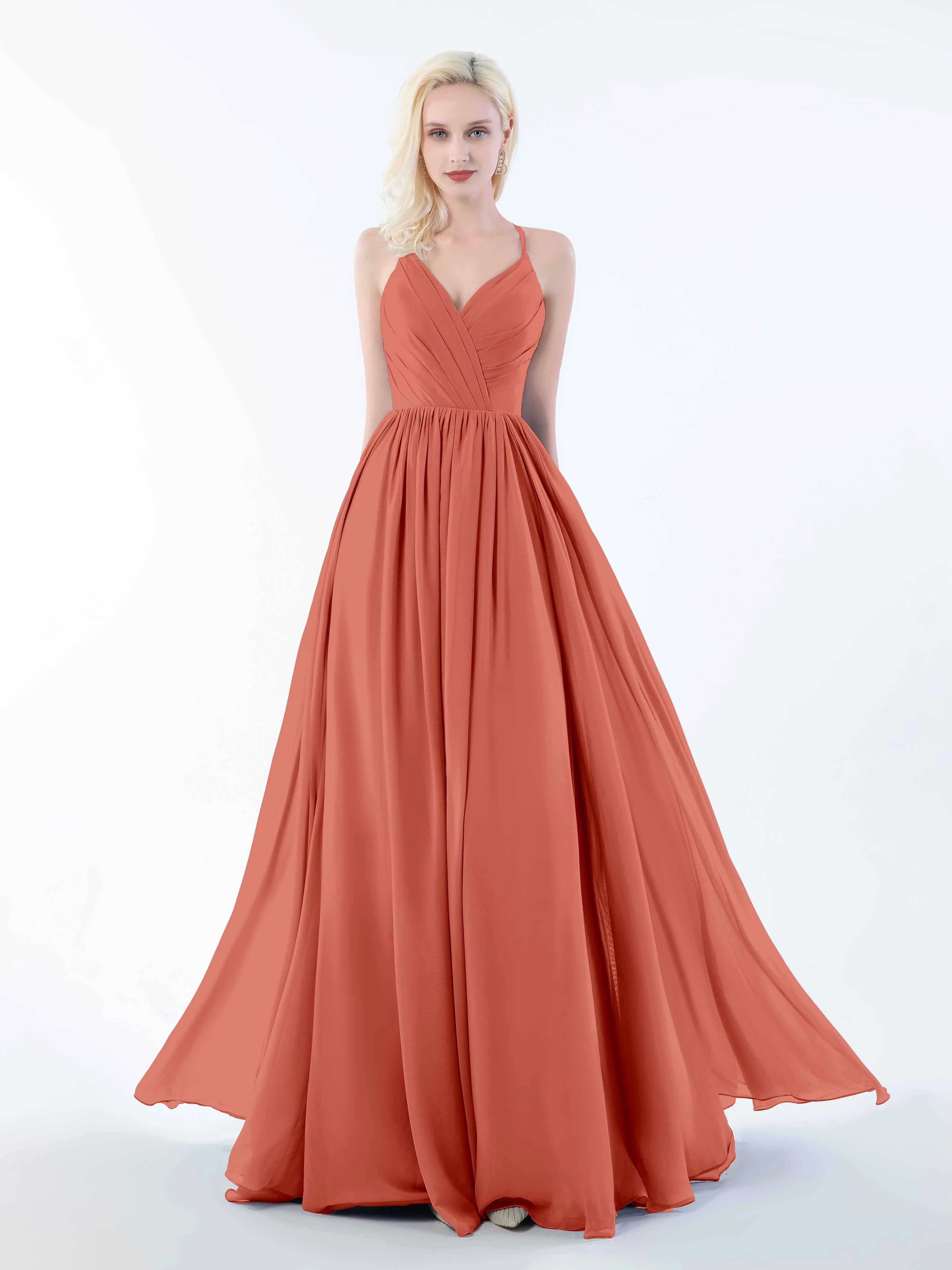 June Chic Spaghetti Straps Keyhole Chiffon Bridesmaid Dresses