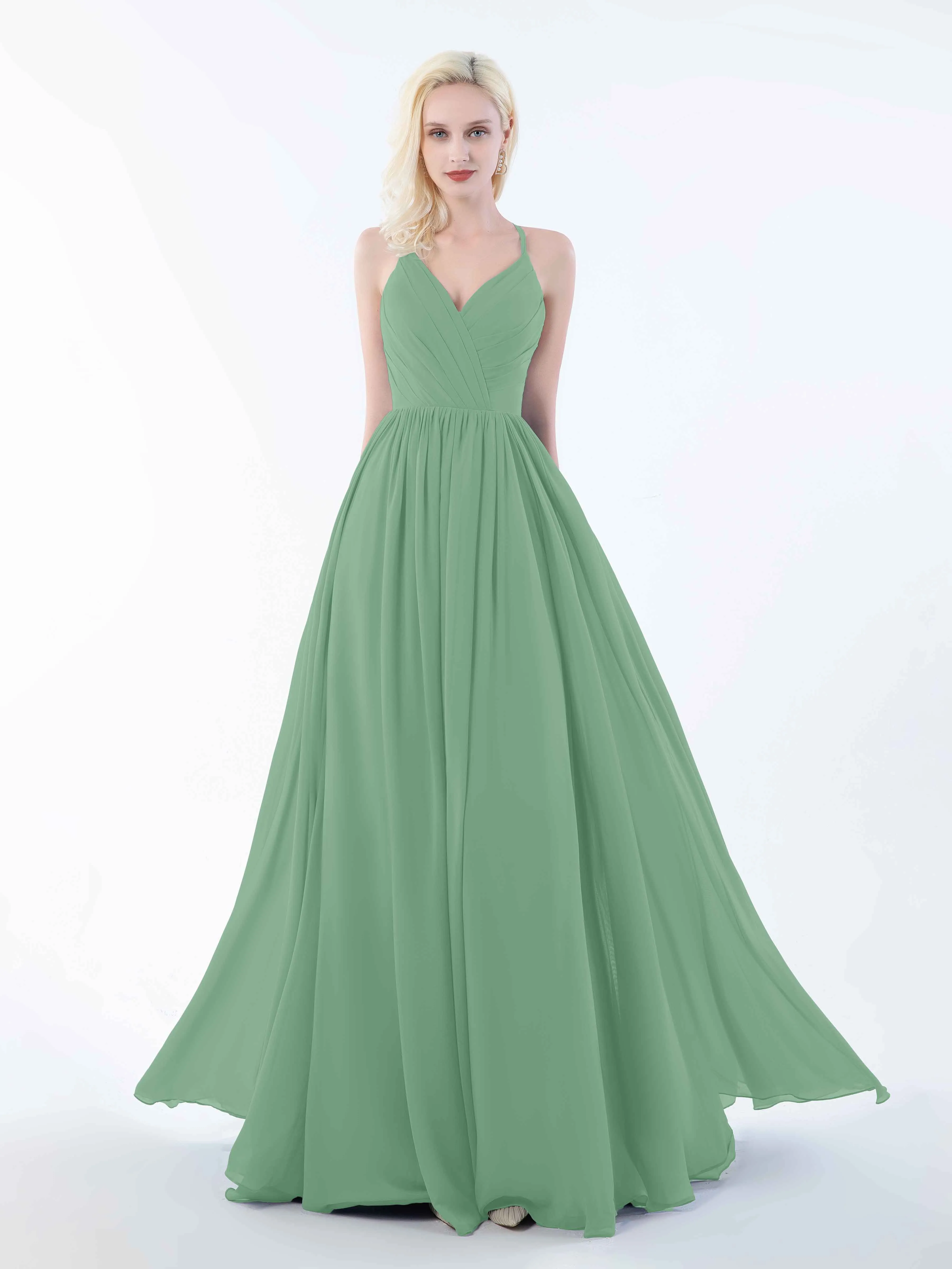June Chic Spaghetti Straps Keyhole Chiffon Bridesmaid Dresses