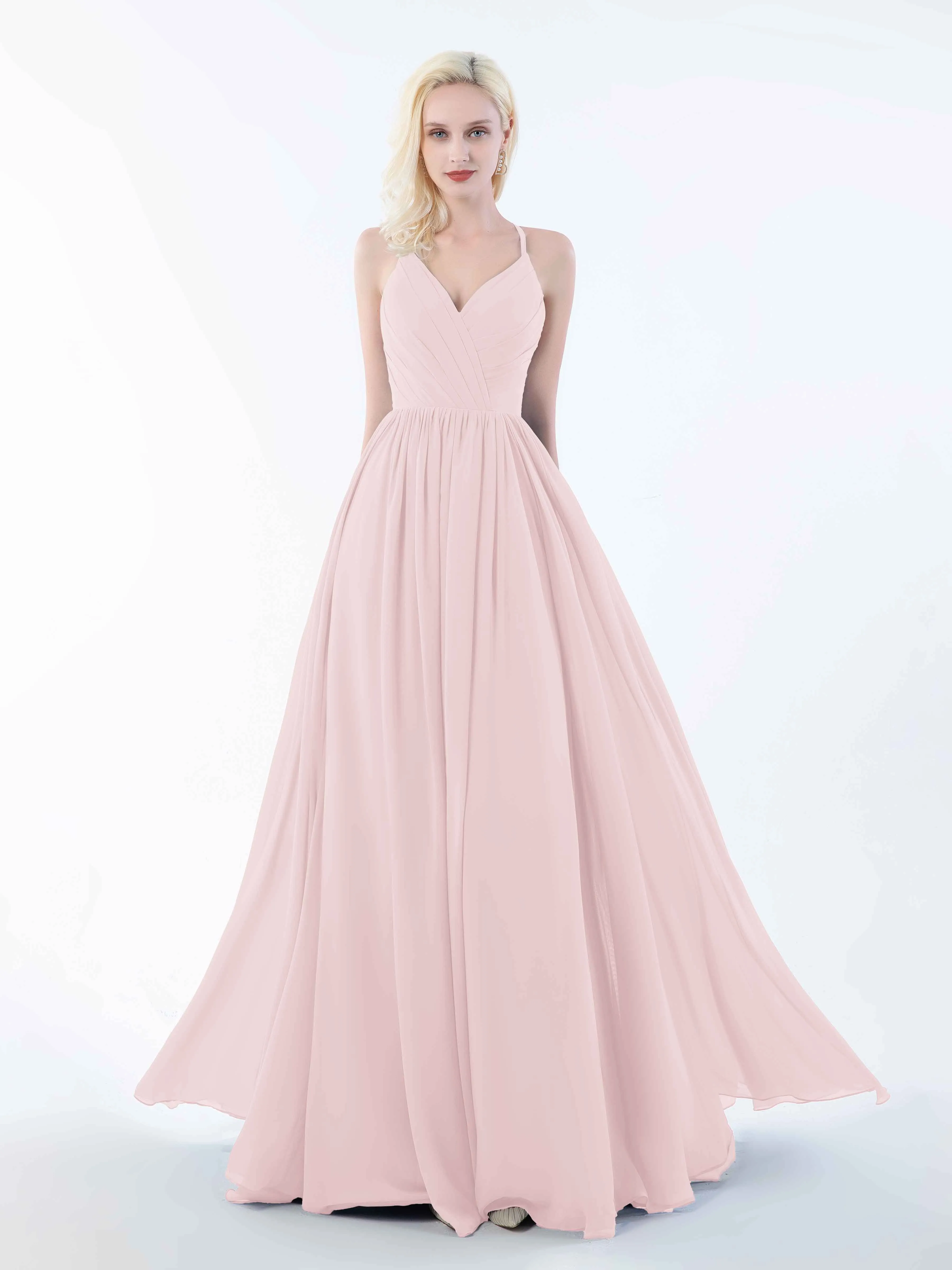 June Chic Spaghetti Straps Keyhole Chiffon Bridesmaid Dresses