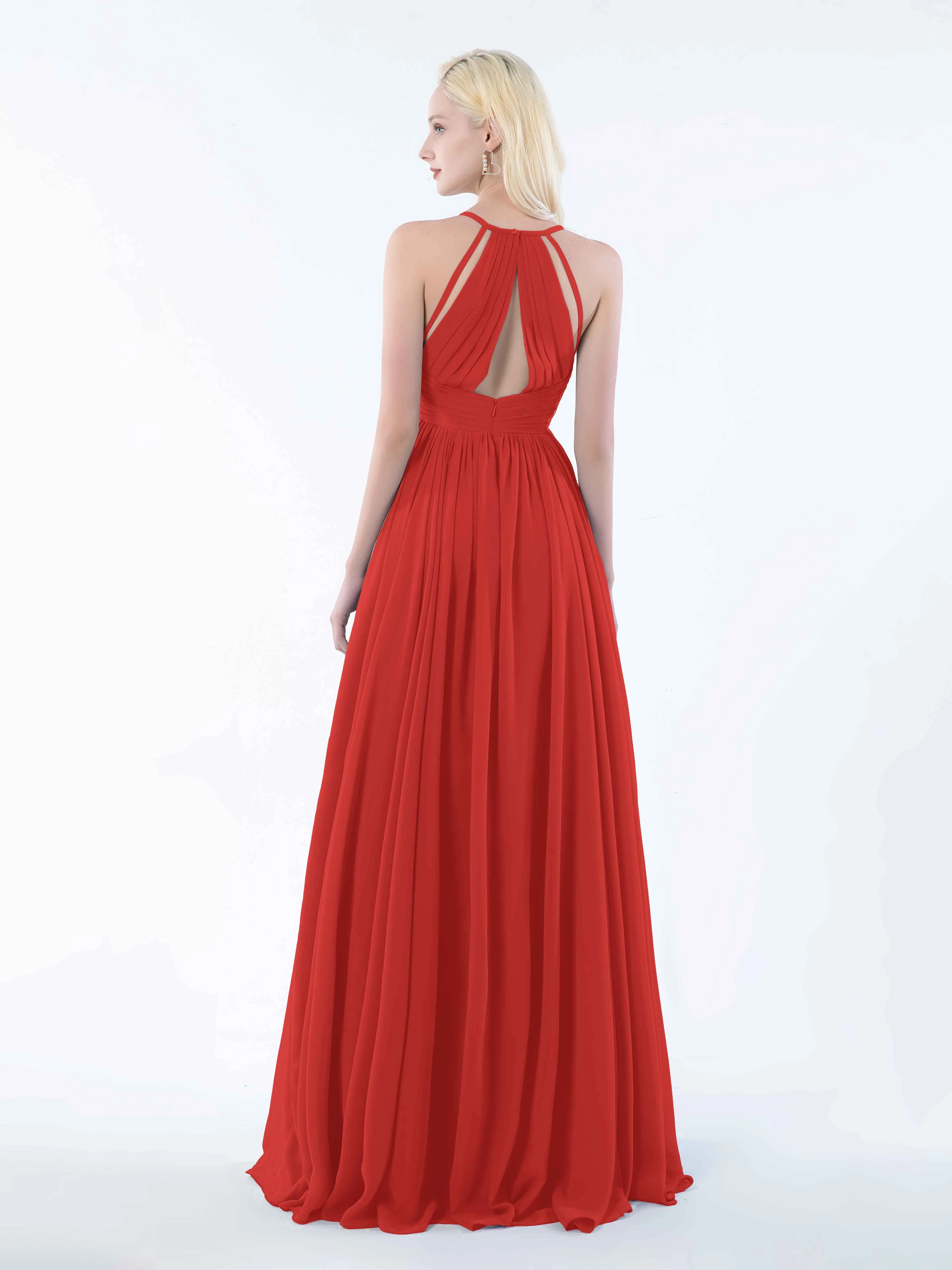 June Chic Spaghetti Straps Keyhole Chiffon Bridesmaid Dresses