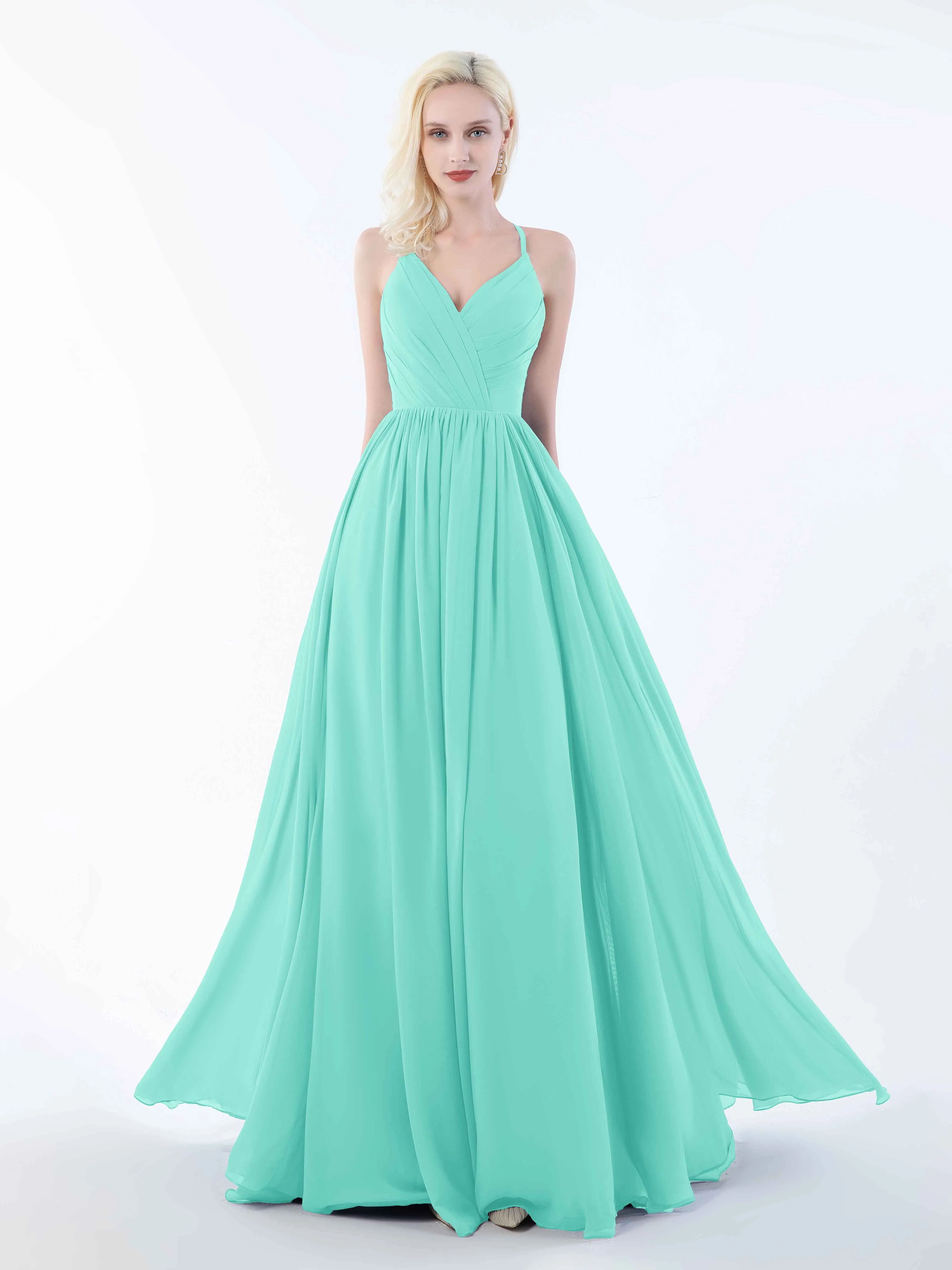 June Chic Spaghetti Straps Keyhole Chiffon Bridesmaid Dresses
