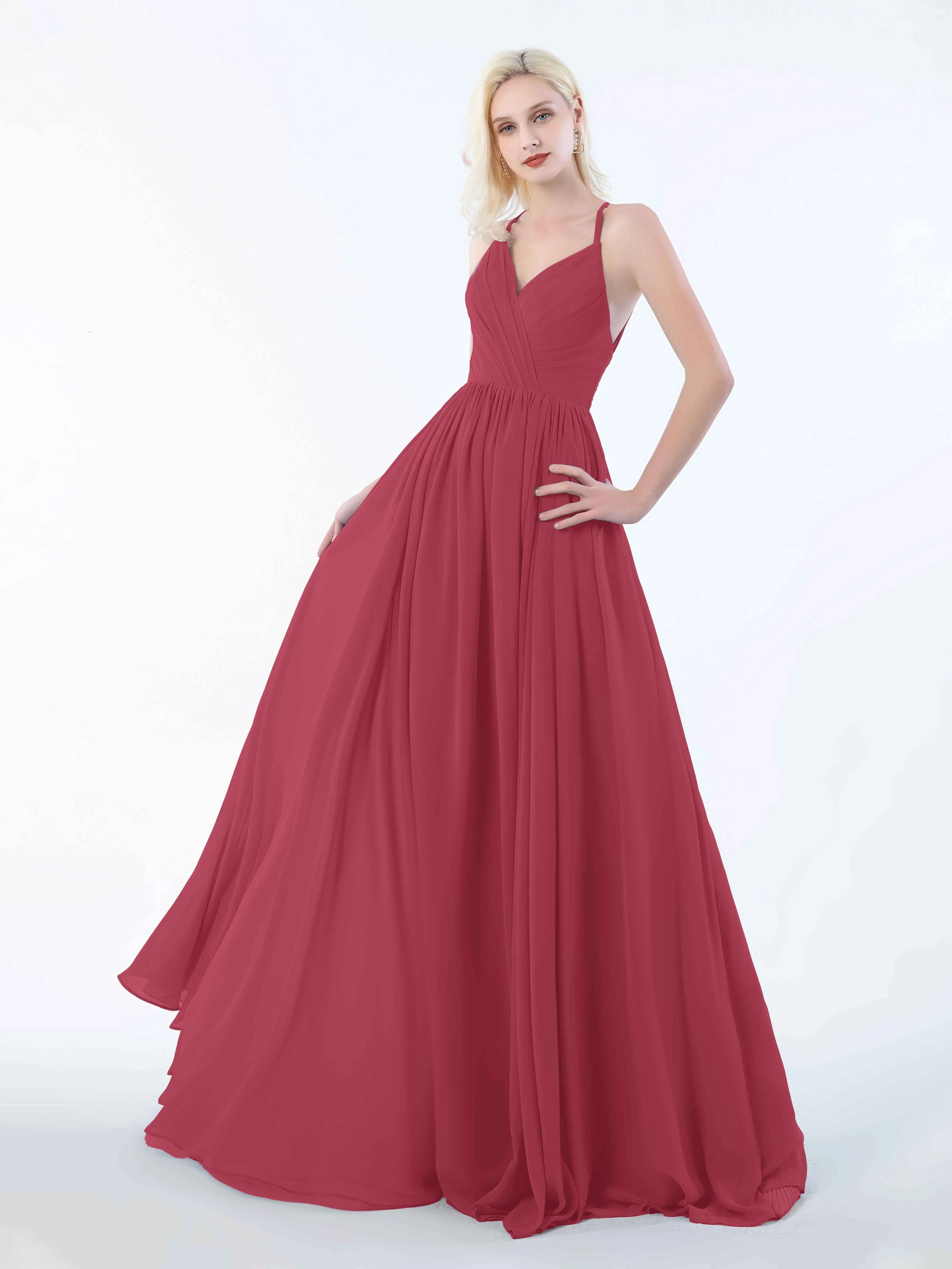 June Chic Spaghetti Straps Keyhole Chiffon Bridesmaid Dresses