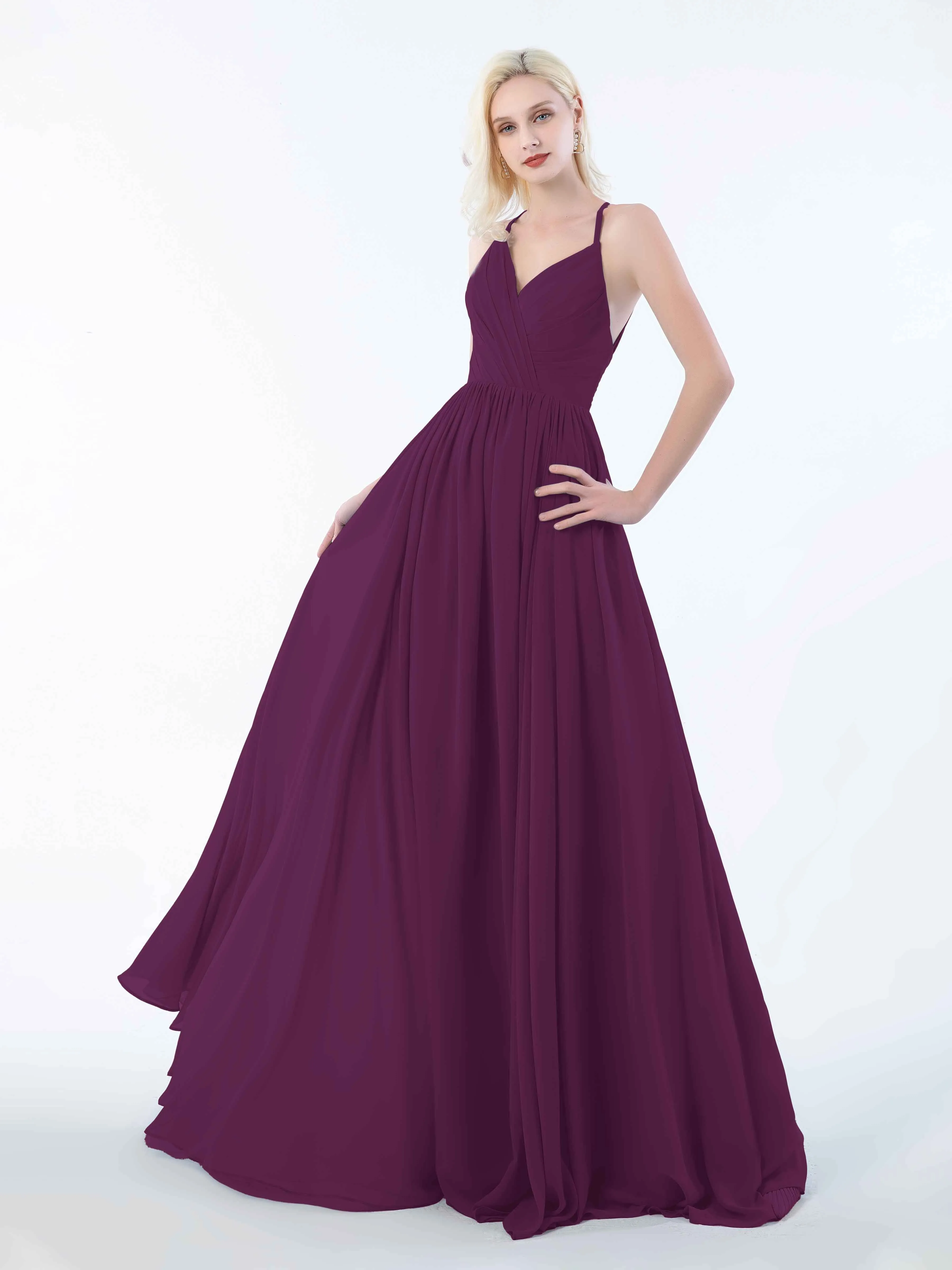 June Chic Spaghetti Straps Keyhole Chiffon Bridesmaid Dresses