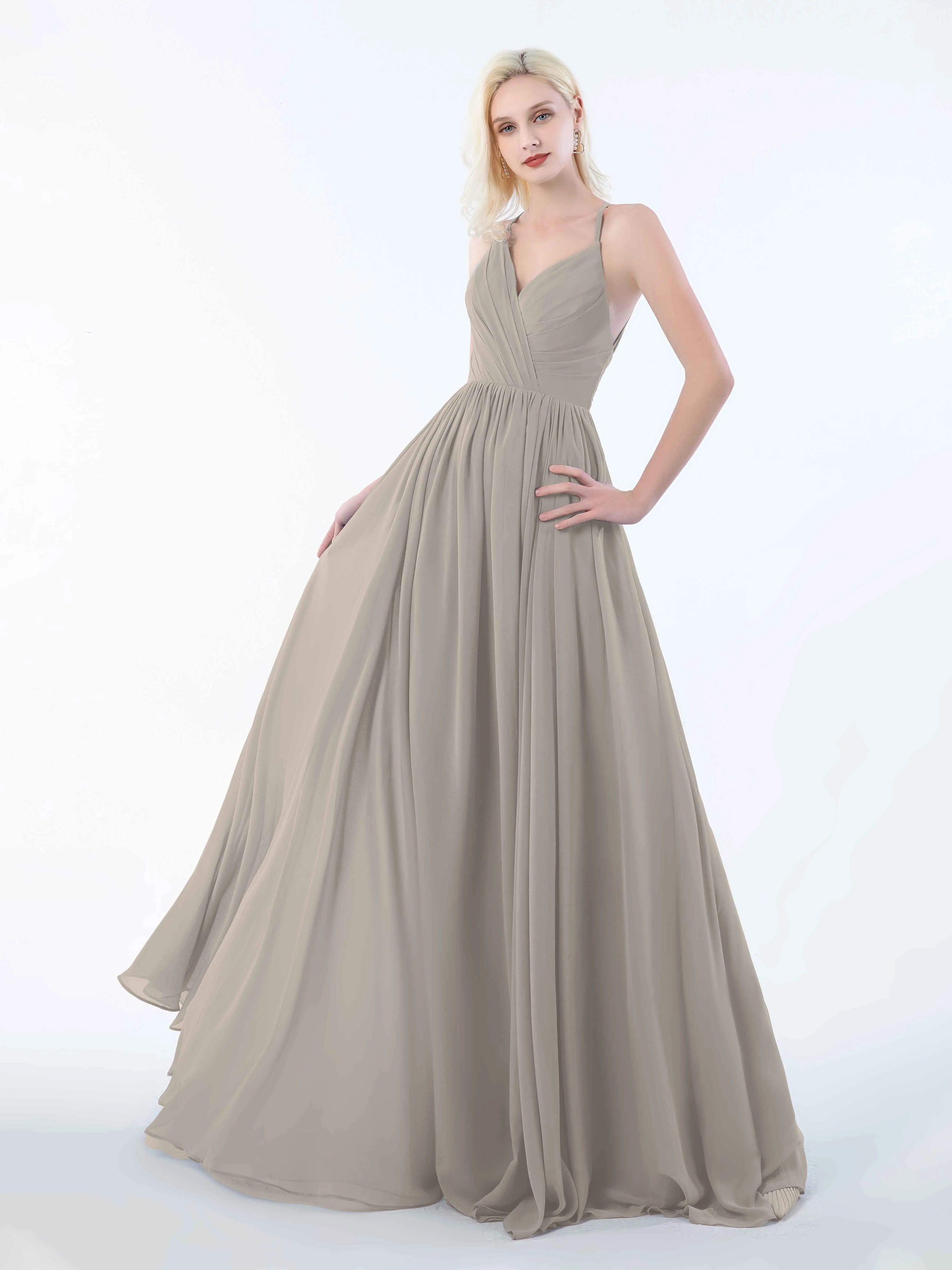 June Chic Spaghetti Straps Keyhole Chiffon Bridesmaid Dresses