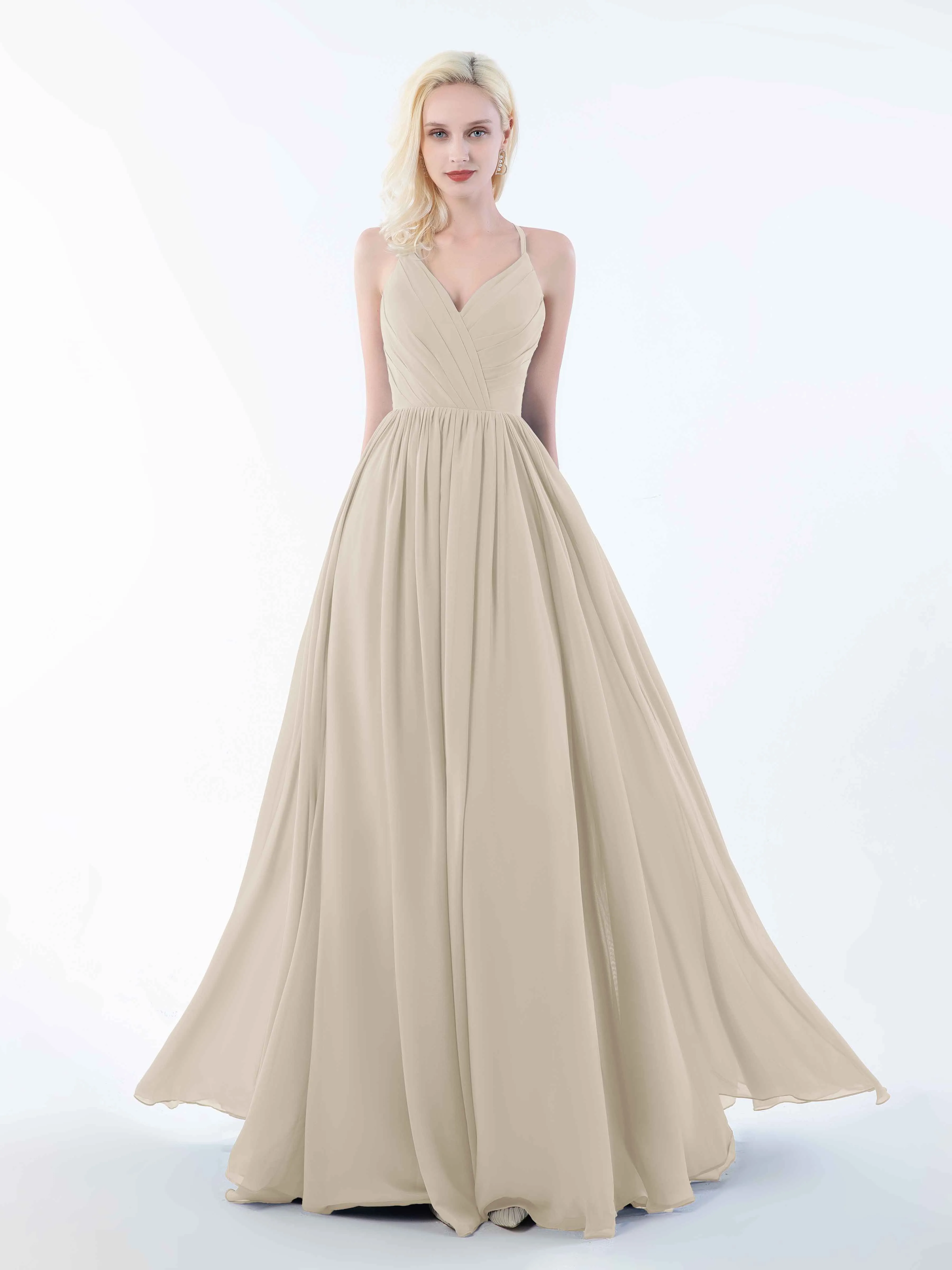 June Chic Spaghetti Straps Keyhole Chiffon Bridesmaid Dresses
