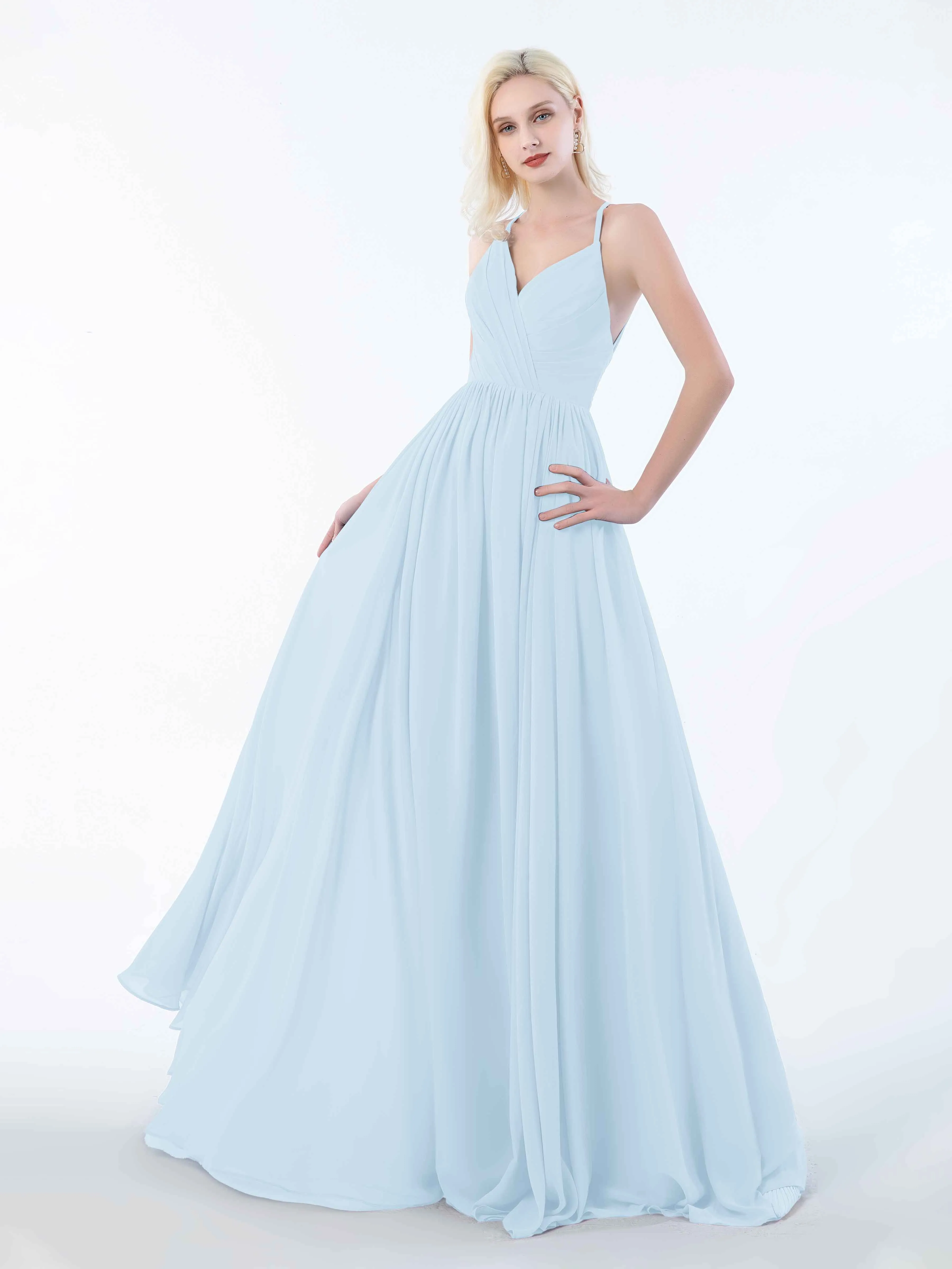 June Chic Spaghetti Straps Keyhole Chiffon Bridesmaid Dresses