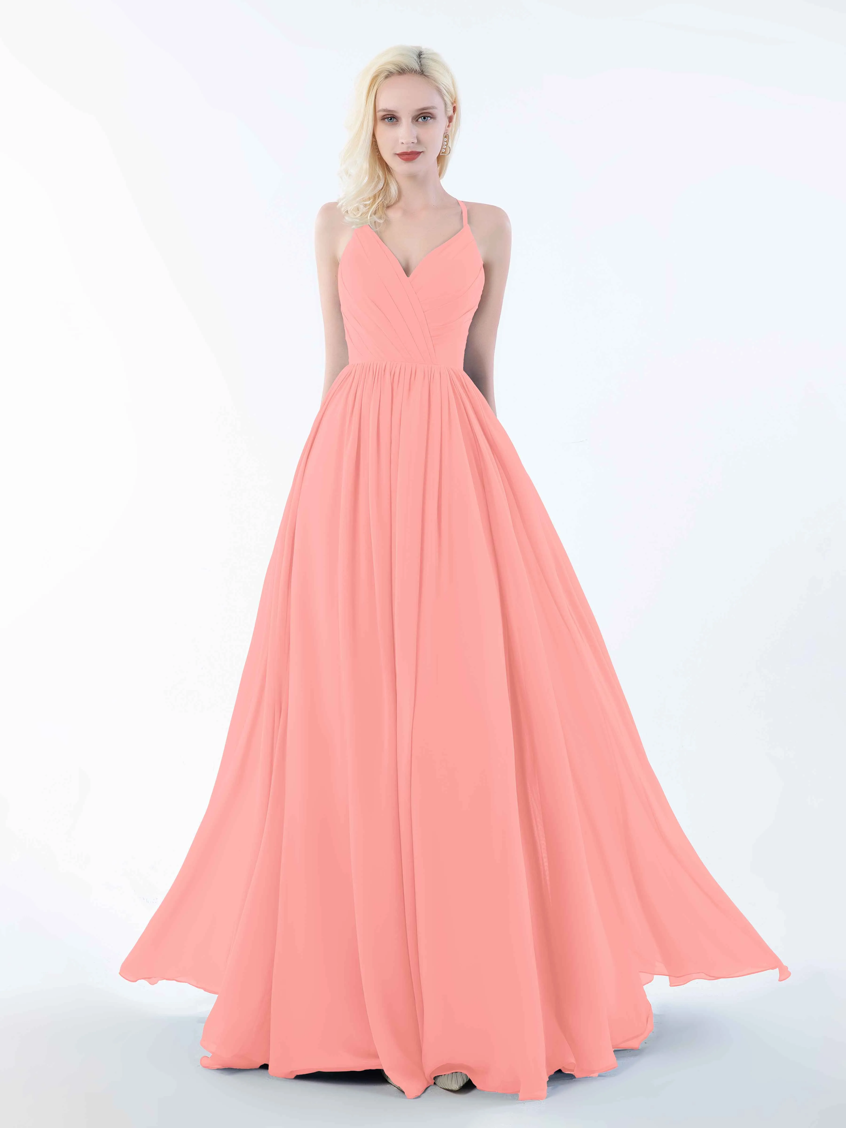 June Chic Spaghetti Straps Keyhole Chiffon Bridesmaid Dresses