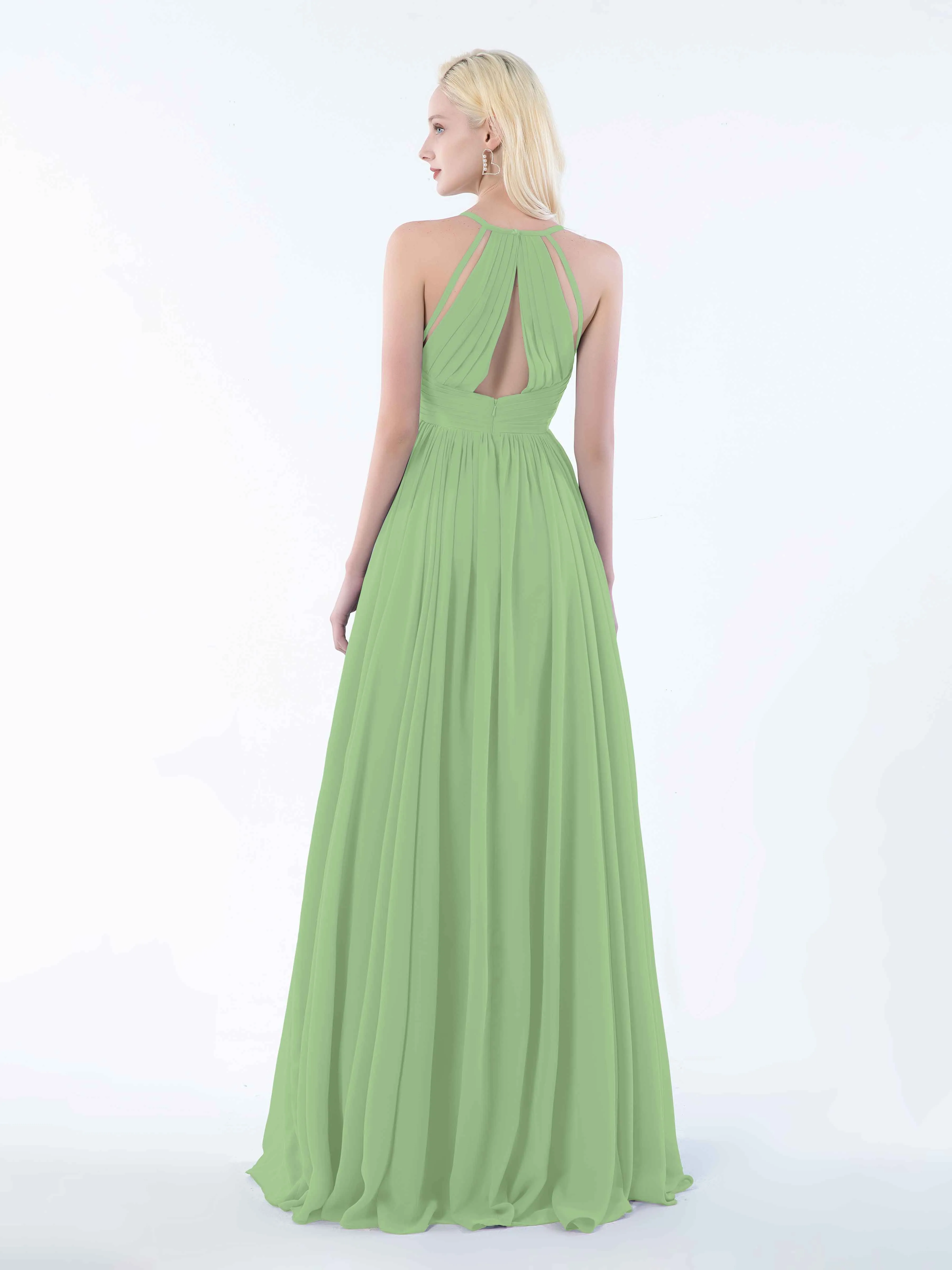 June Chic Spaghetti Straps Keyhole Chiffon Bridesmaid Dresses
