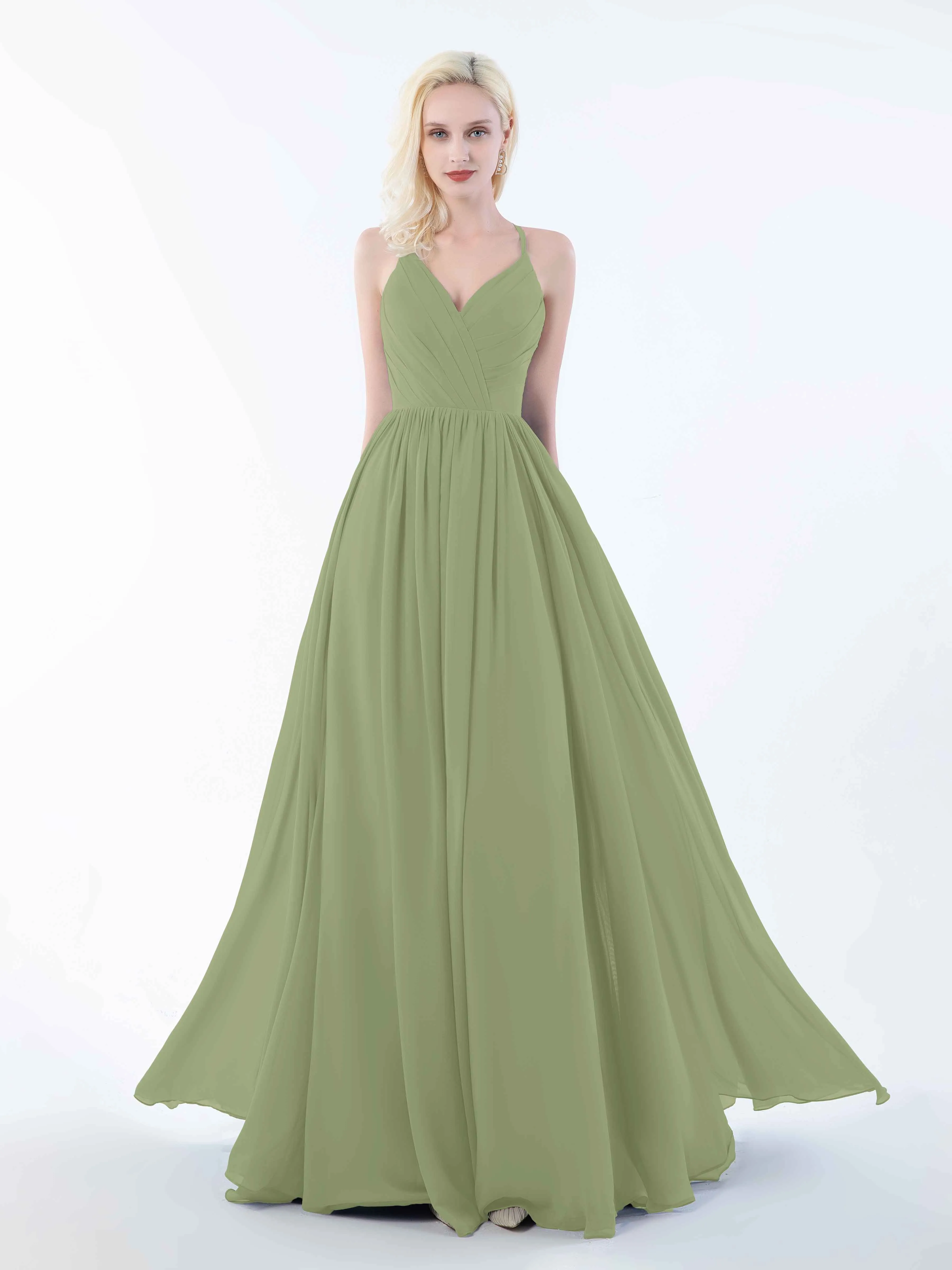 June Chic Spaghetti Straps Keyhole Chiffon Bridesmaid Dresses