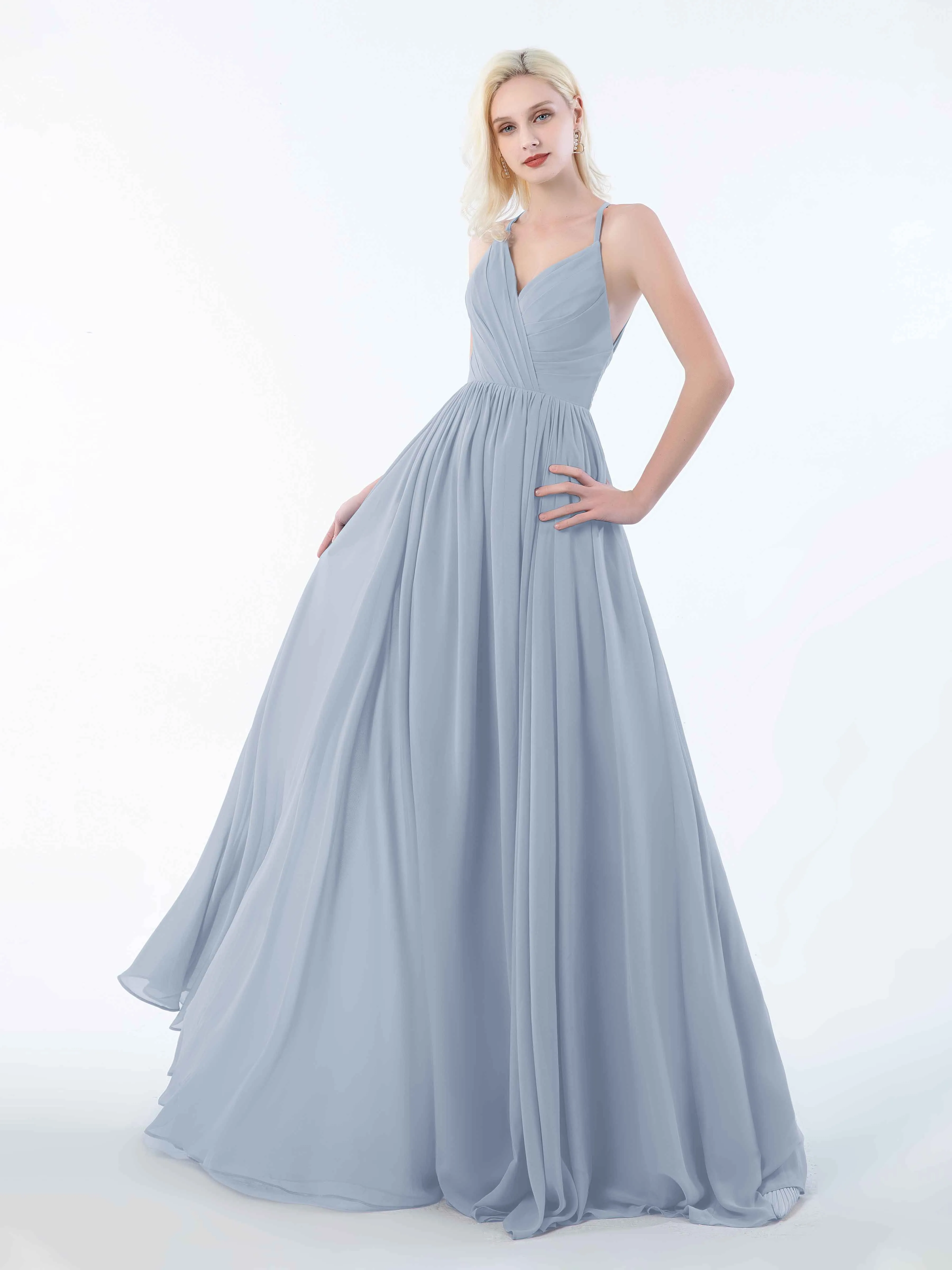 June Chic Spaghetti Straps Keyhole Chiffon Bridesmaid Dresses