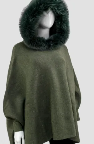 Khaki Poncho with Hood