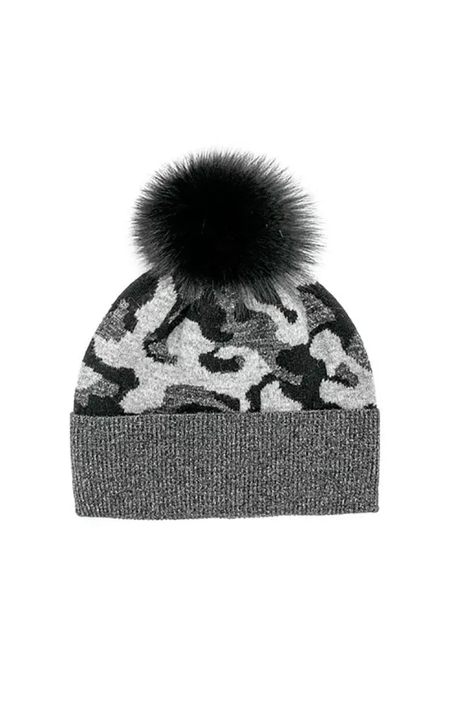 Knit Camo Hat Lurex & Fox
