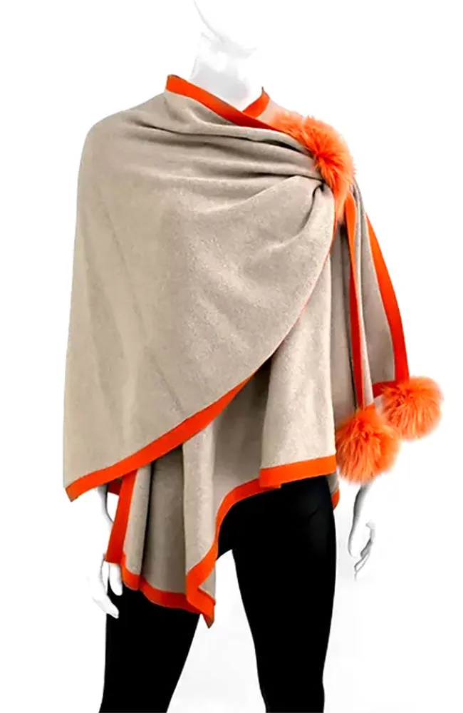 Knit Capelet with Fox Trim