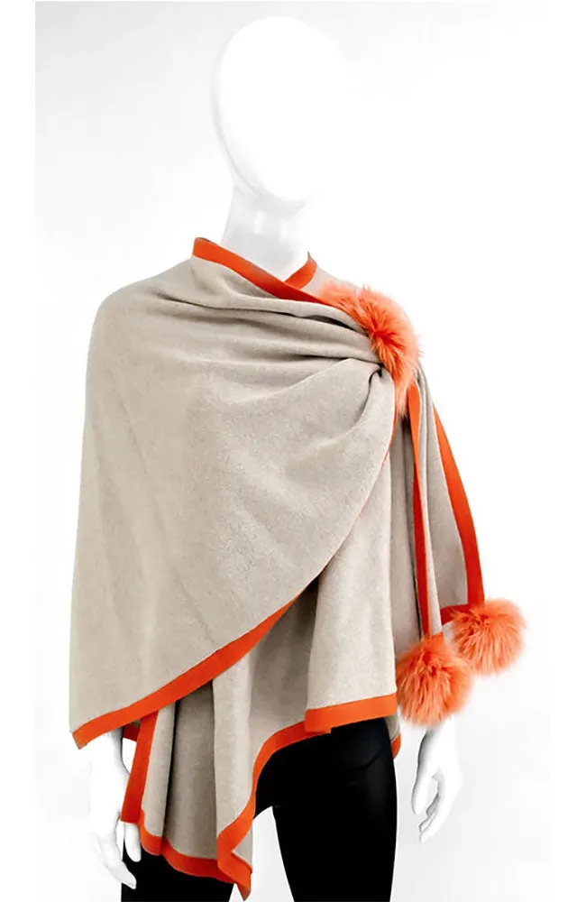 Knit Capelet with Fox Trim