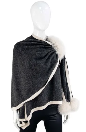 Knit Capelet with Fox Trim