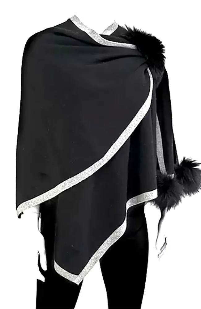 Knit Capelet with Fox Trim
