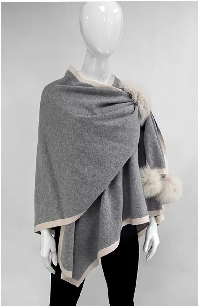 Knit Capelet with Fox Trim