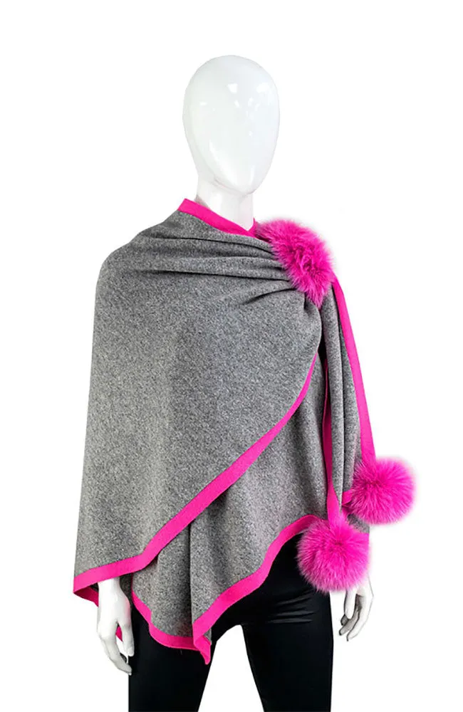 Knit Capelet with Fox Trim
