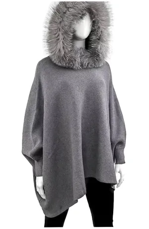 Knit Poncho Hoodie Fox