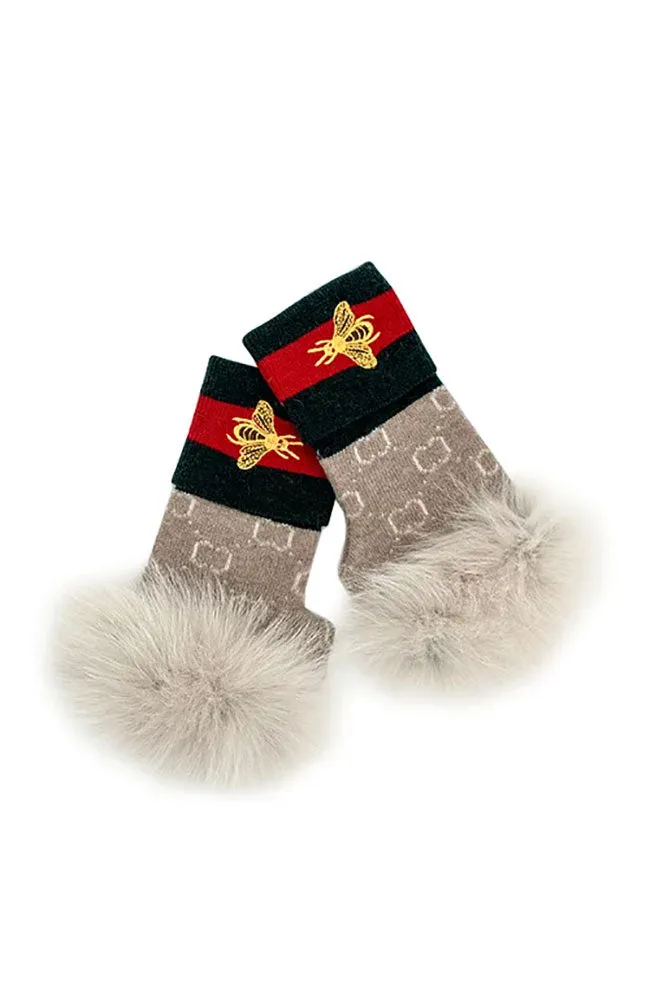 Knitted Fingerless Gloves Bee