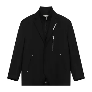 Layered Zipper Suit Jacket
