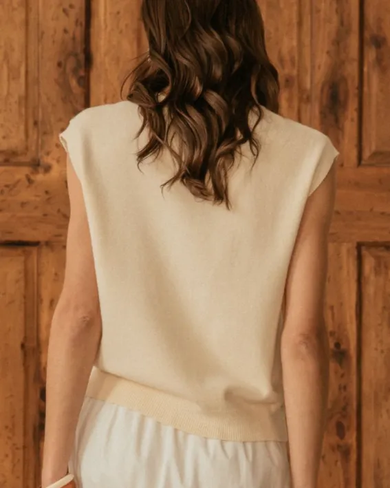 Lemon Sweater Top - Ivory/Lemon