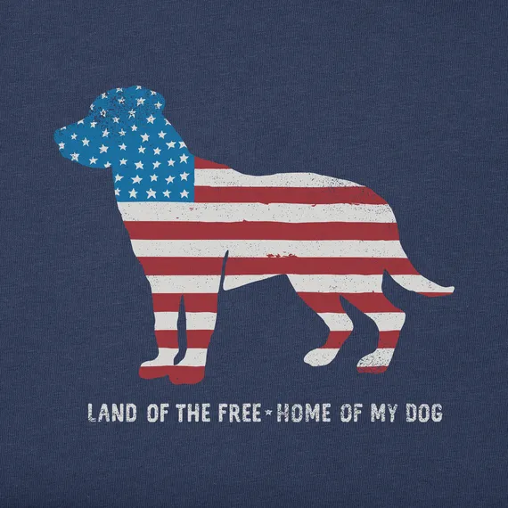 Life is Good. Men's Crafty Home of My Dog Flag Short Sleeve Tee, Darkest Blue