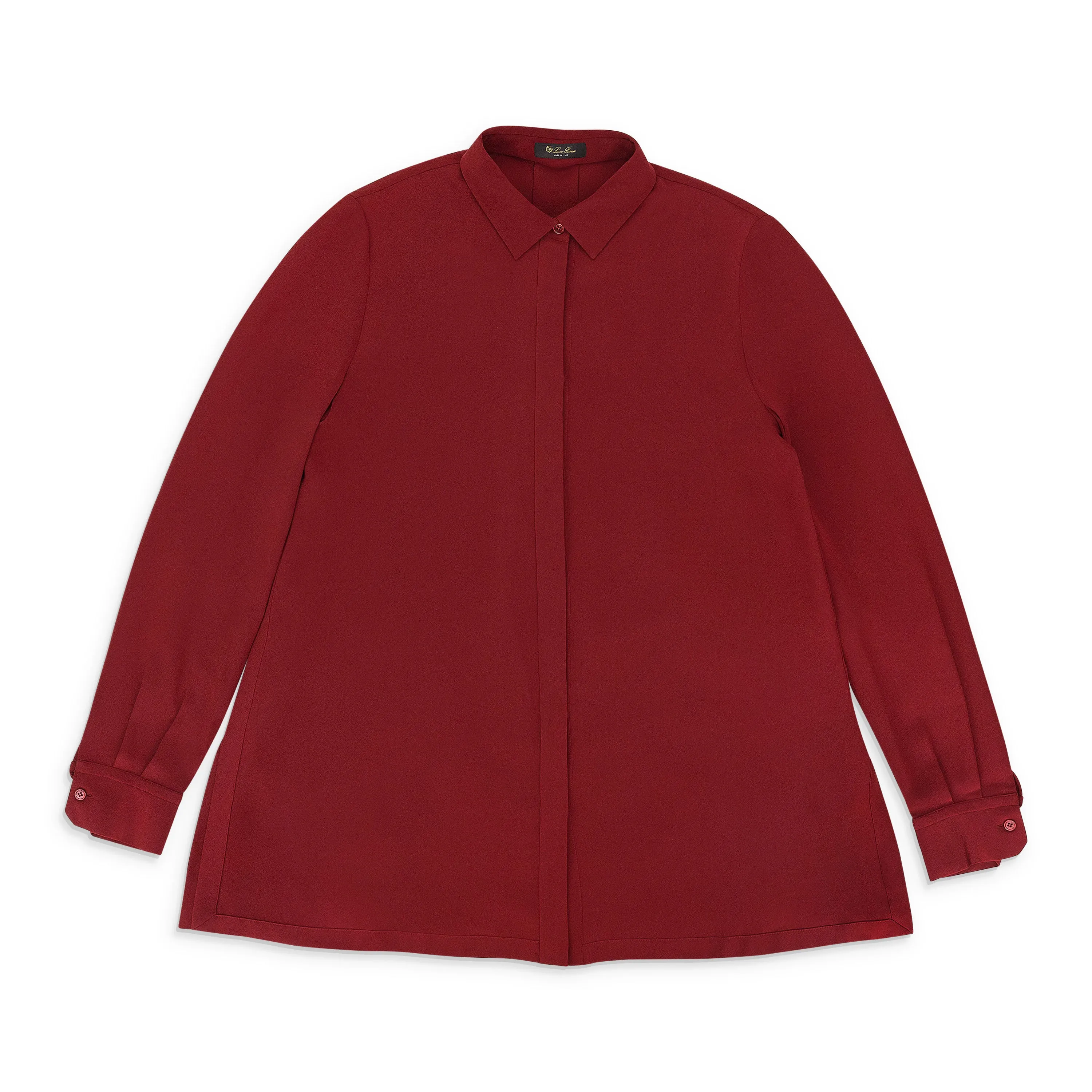 LONG SLEEVE BURGUNDY BUTTON-UP TOP